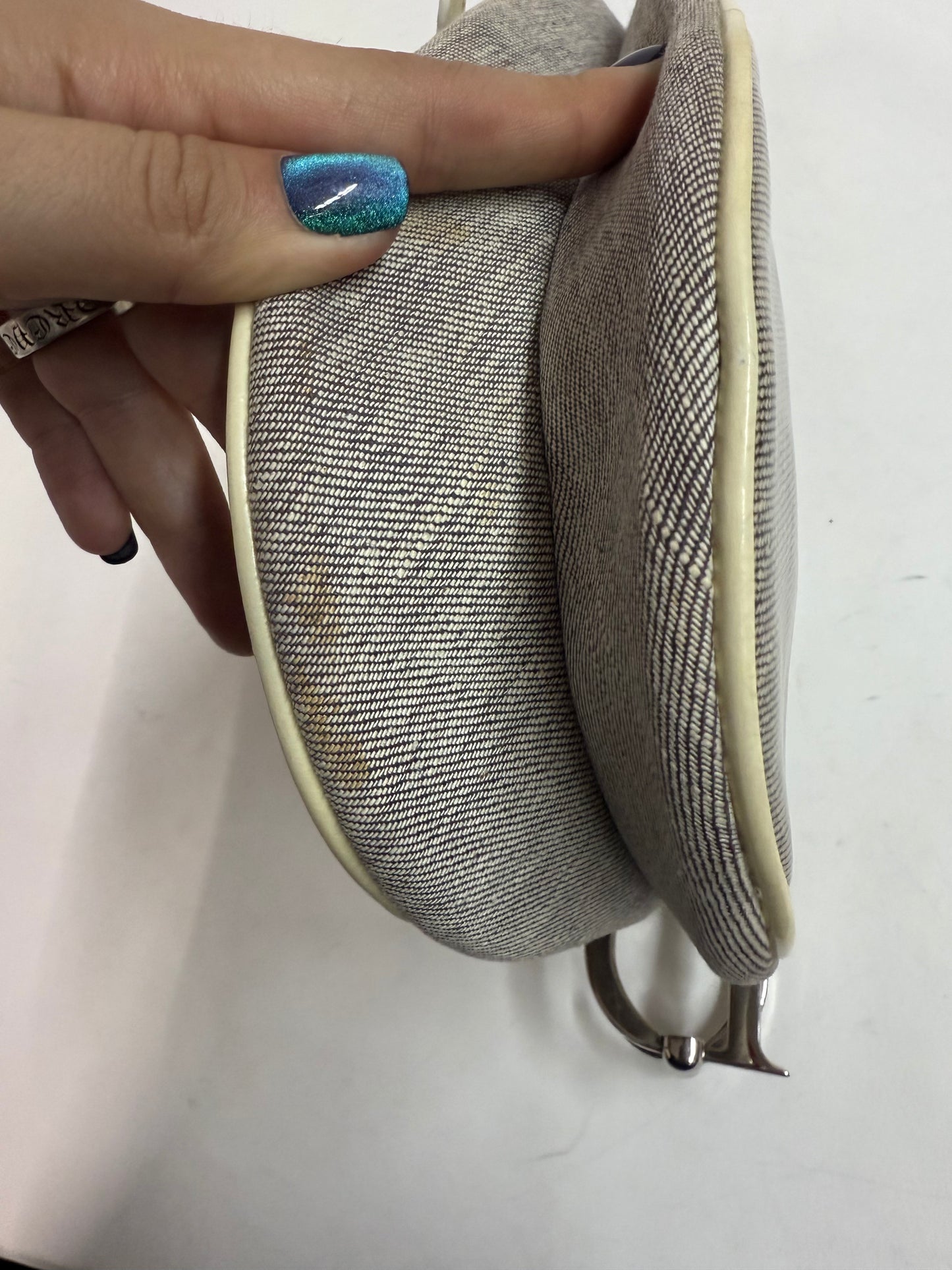 Christian Dior Gray Coated Canvas Saddle Bag