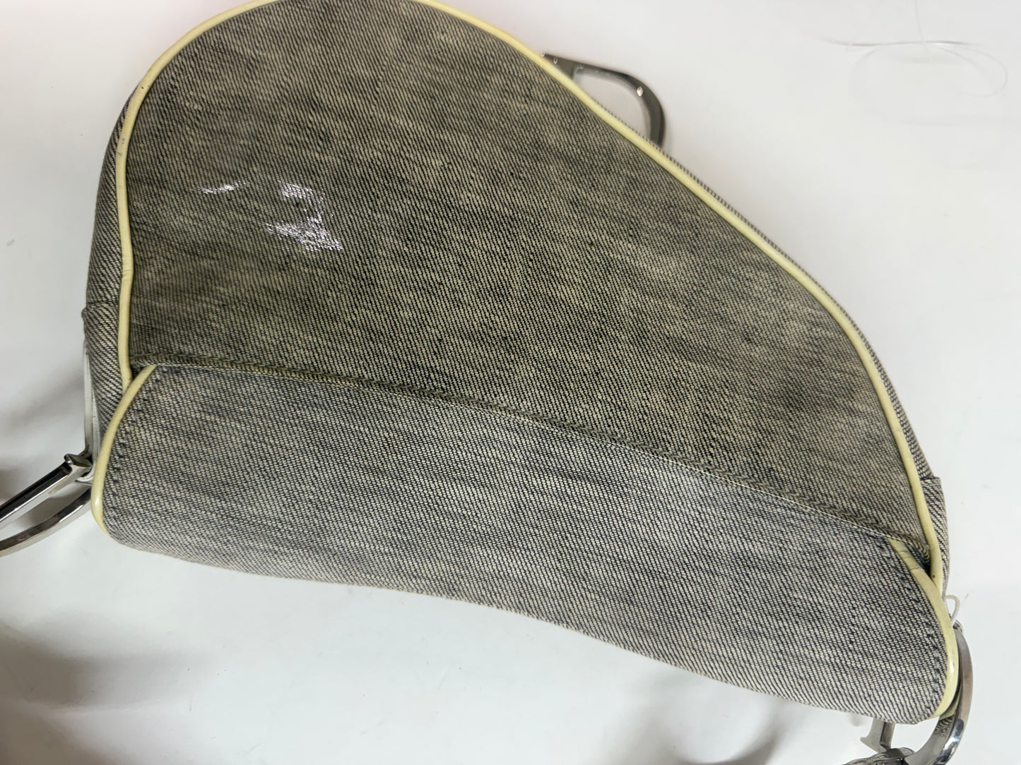Christian Dior Gray Coated Canvas Saddle Bag
