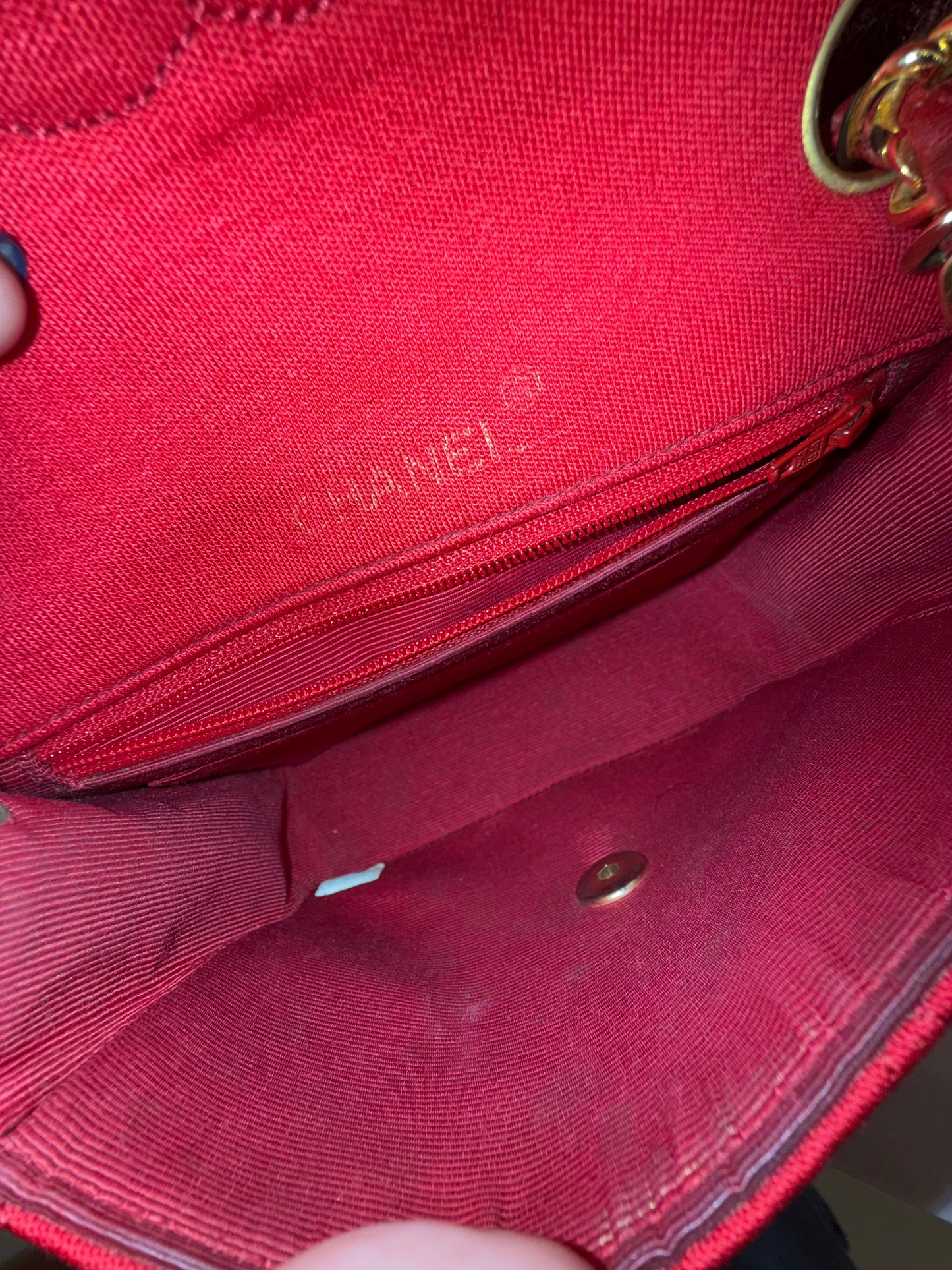 Chanel Red Jersey Quilted Square Flap 24K Gold Chain Shoulder Bag