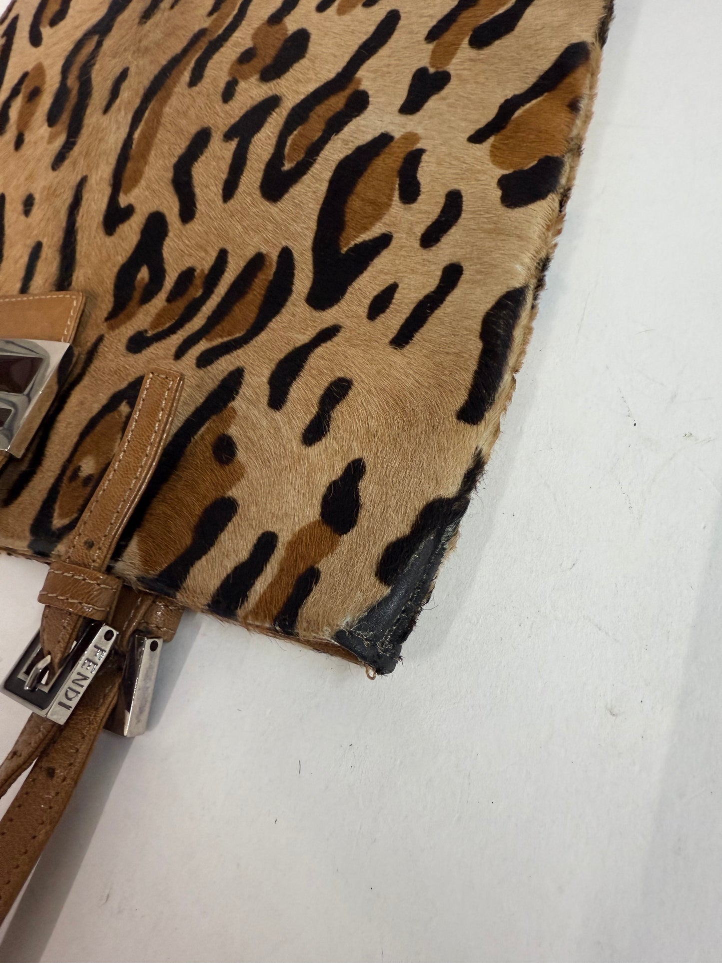 Fendi Cheetah Printed Ponyhair Tote Bag