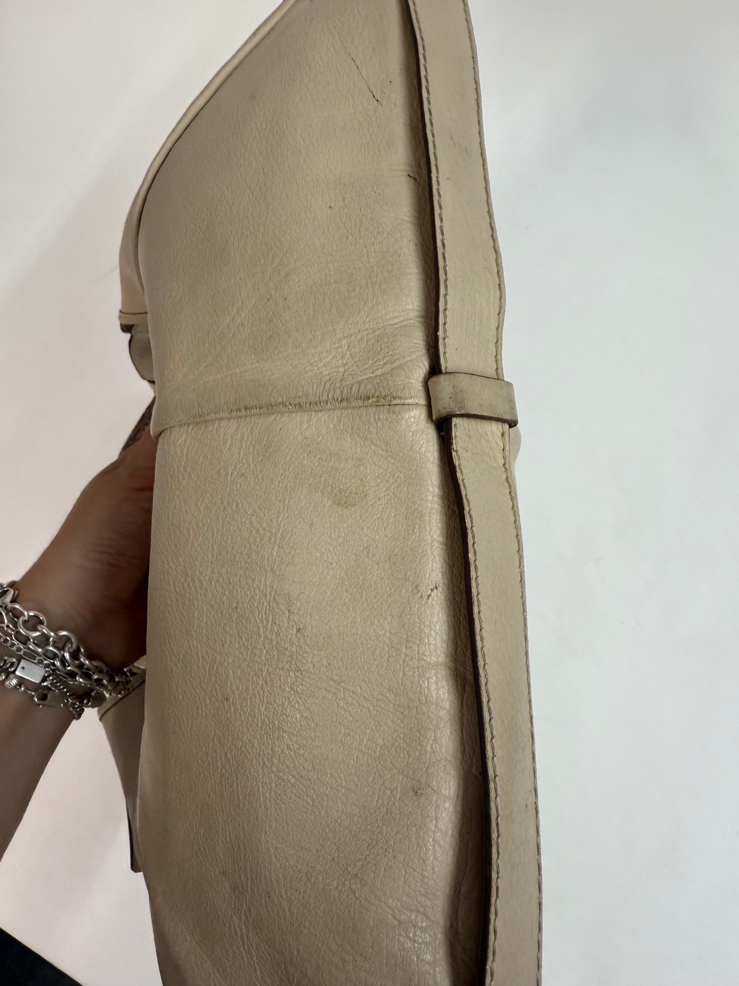 Yves Saint Laurent Beige Leather Mombasa Shoulder Bag