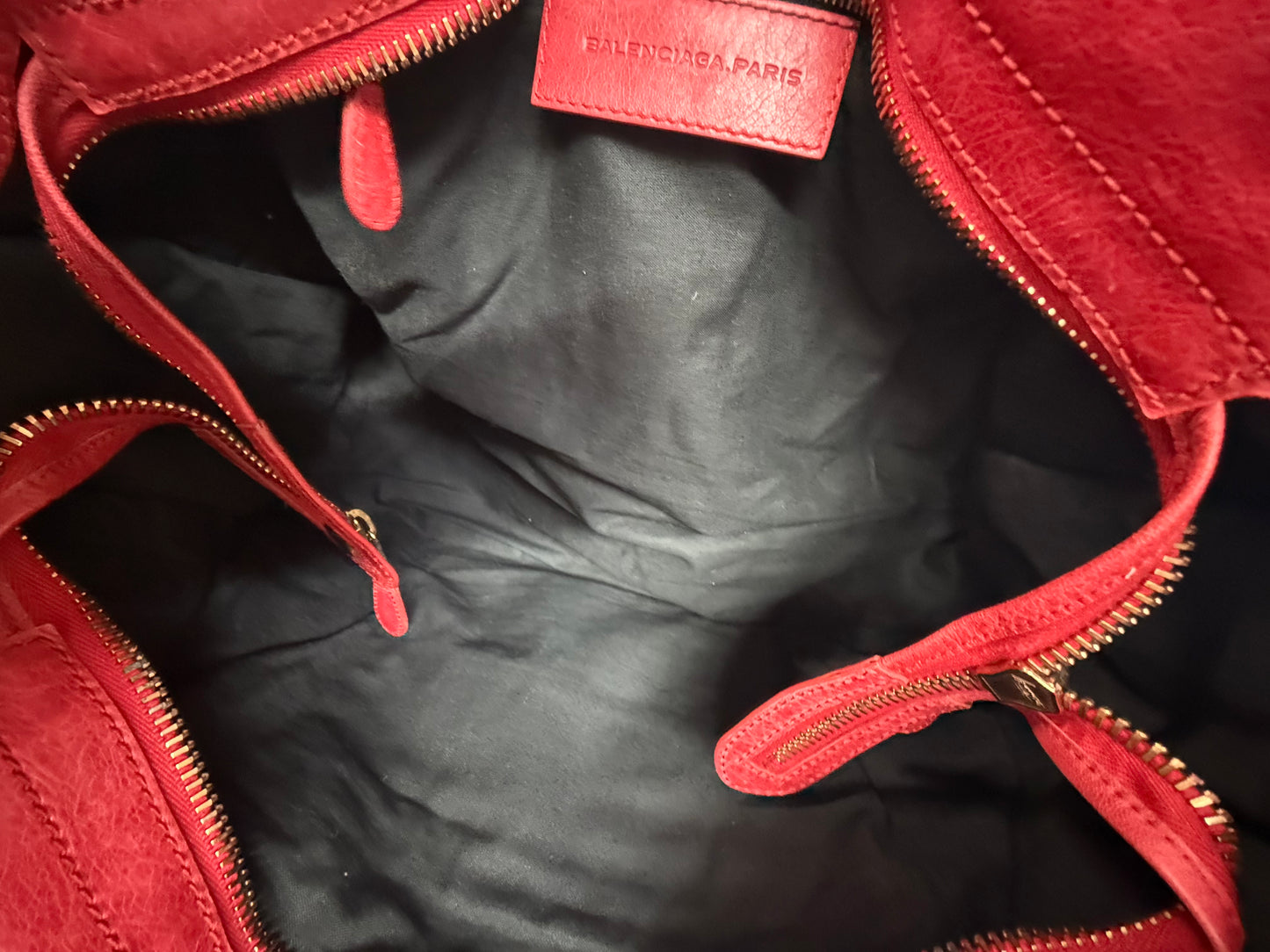 Balenciaga Red Leather "Part-Time" City Bag Giant Rose Gold HW