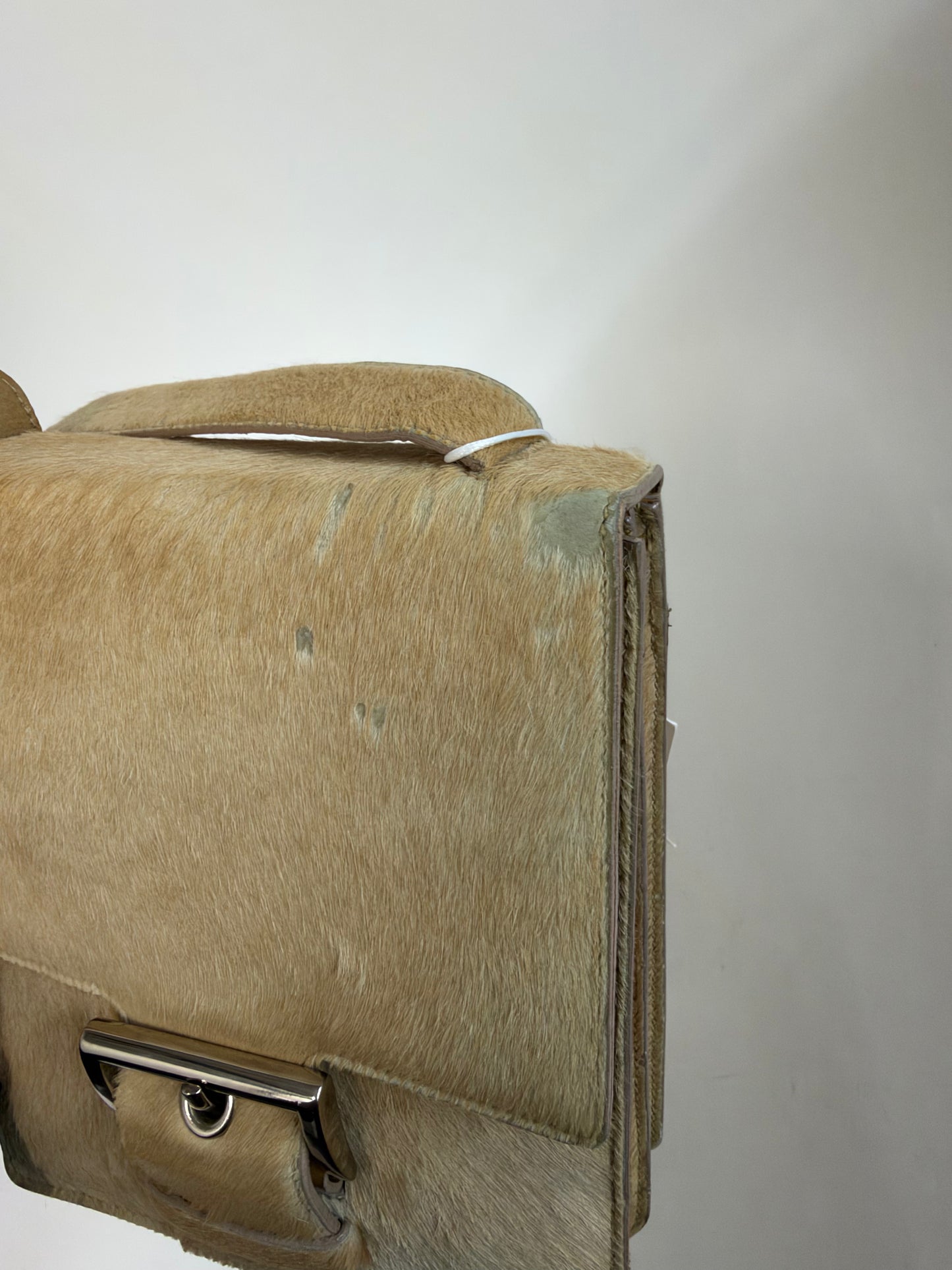 Prada Brown Ponyhair Buckle Front Shoulder Bag