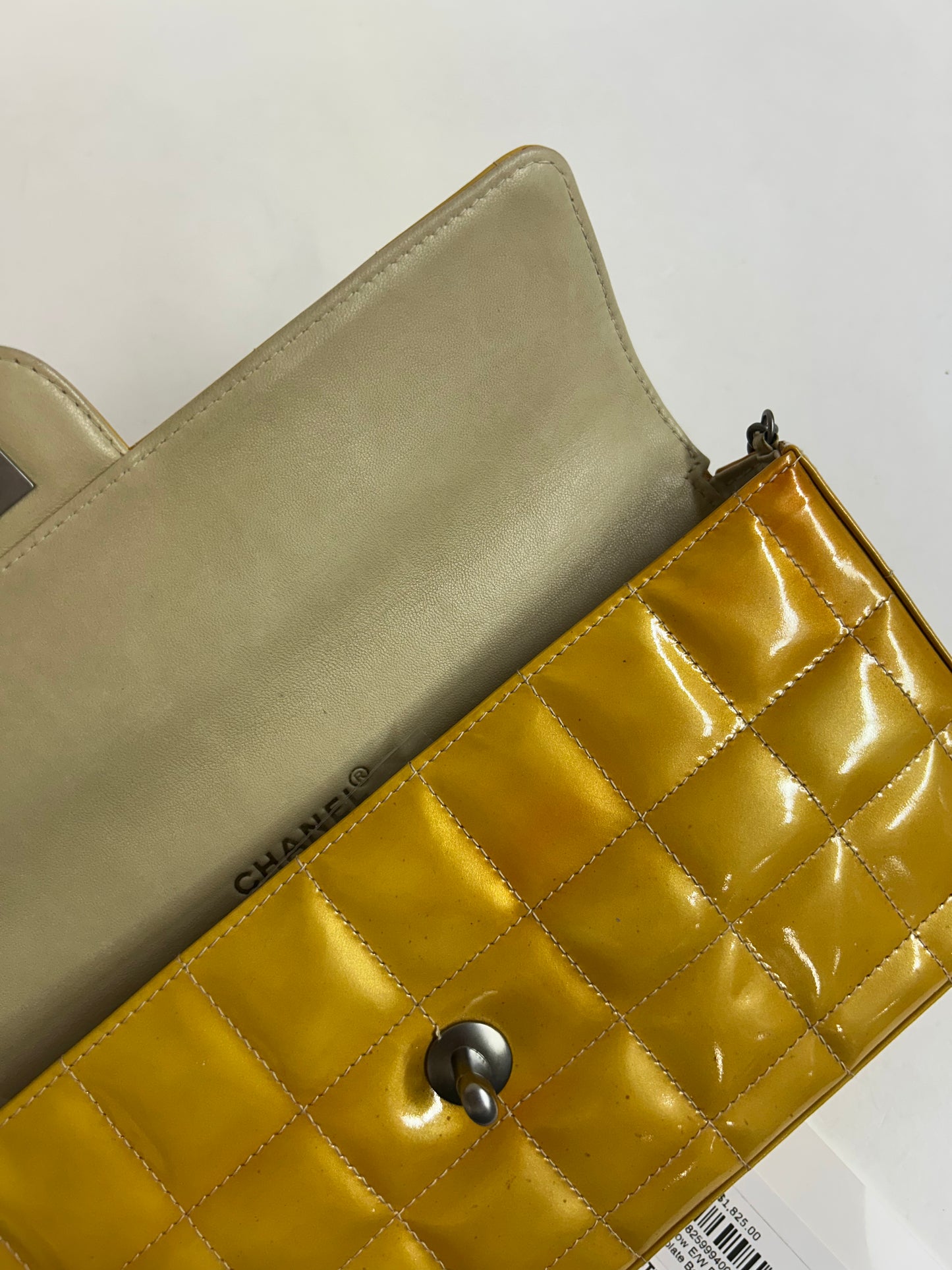 Chanel Yellow E/W Patent Leather Chocolate Bar Flap Bag