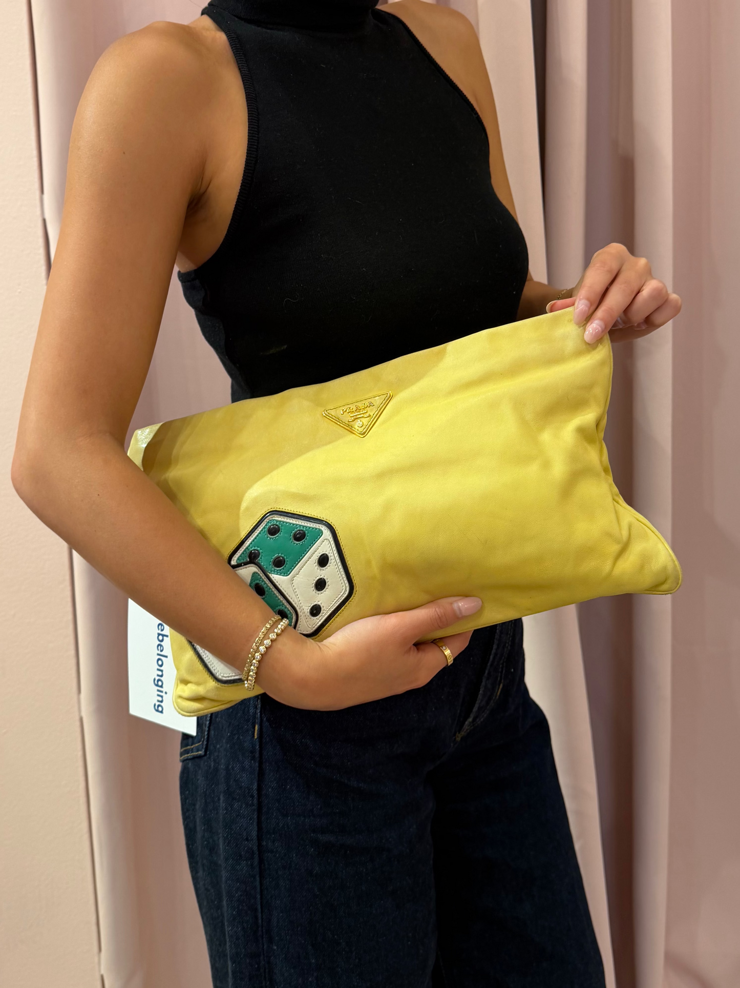 Prada Yellow Nylon Dice Pouch