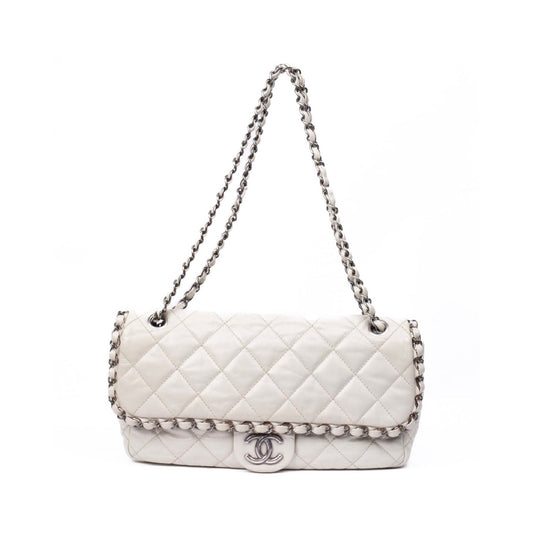 Chanel Cream Leather Quilted Me Chain Flap Bag