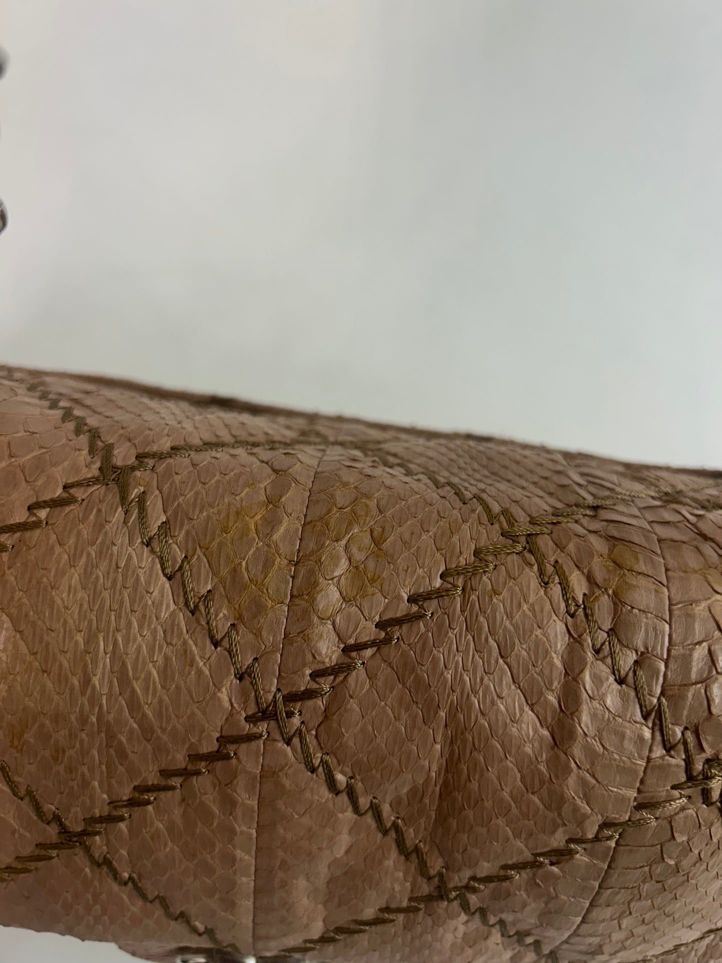 Chanel Beige Snakeskin Ultra Stitch Quilted Flap SHW