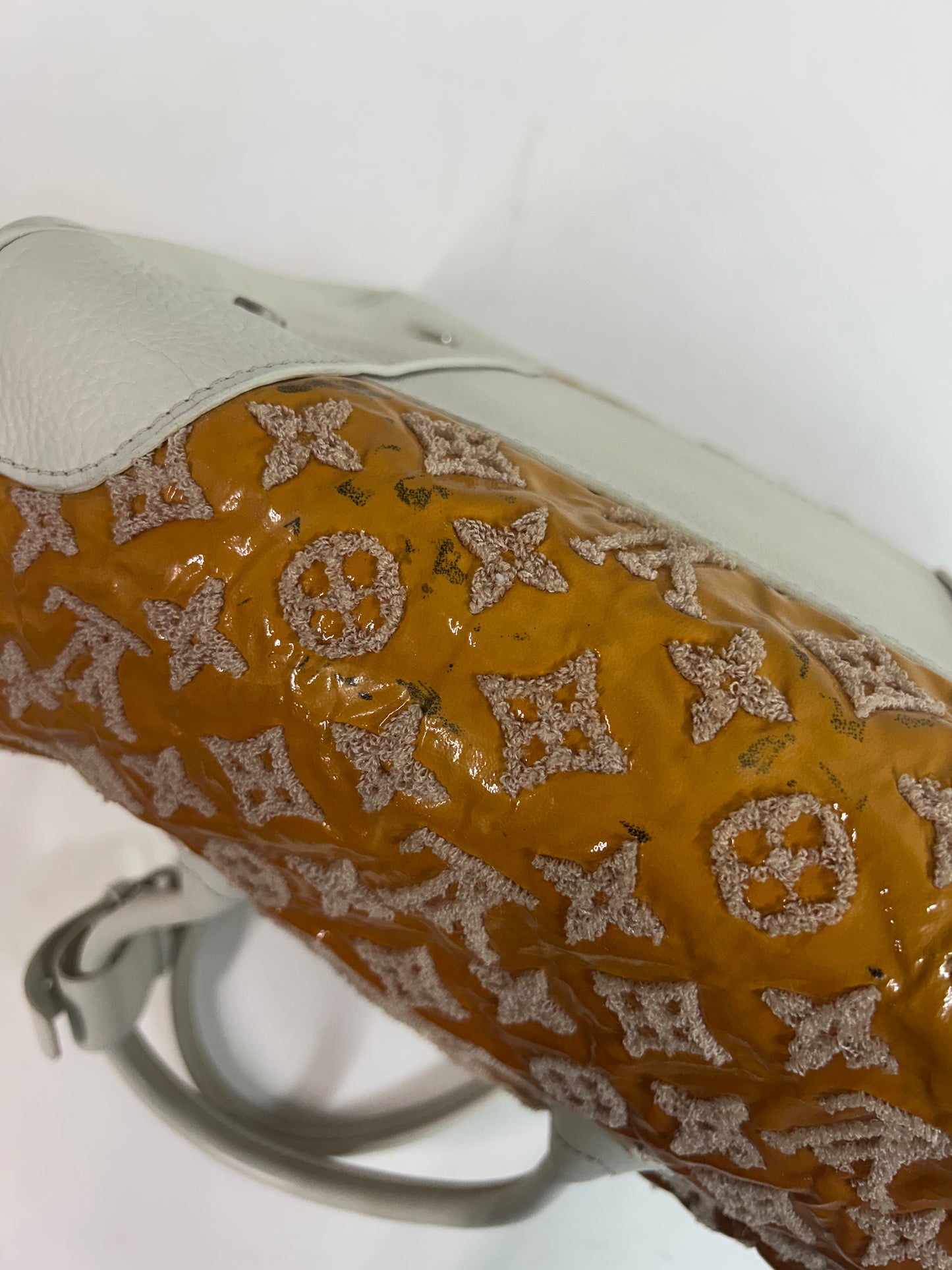 Louis Vuitton 2012 Orange Patent Leather Monogram Booklet Speedy