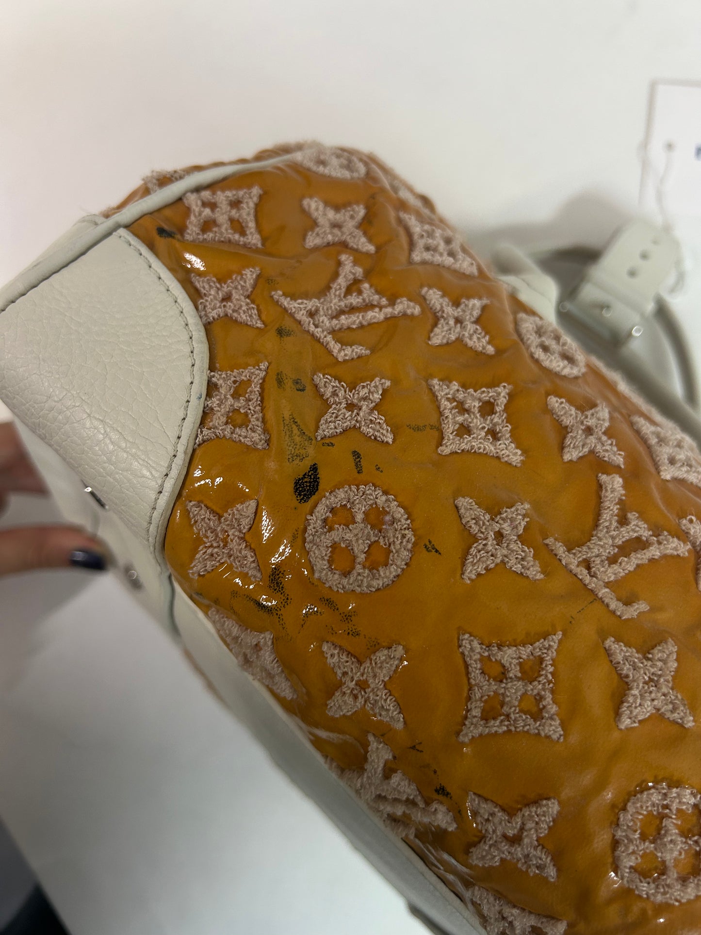 Louis Vuitton 2012 Orange Patent Leather Monogram Booklet Speedy