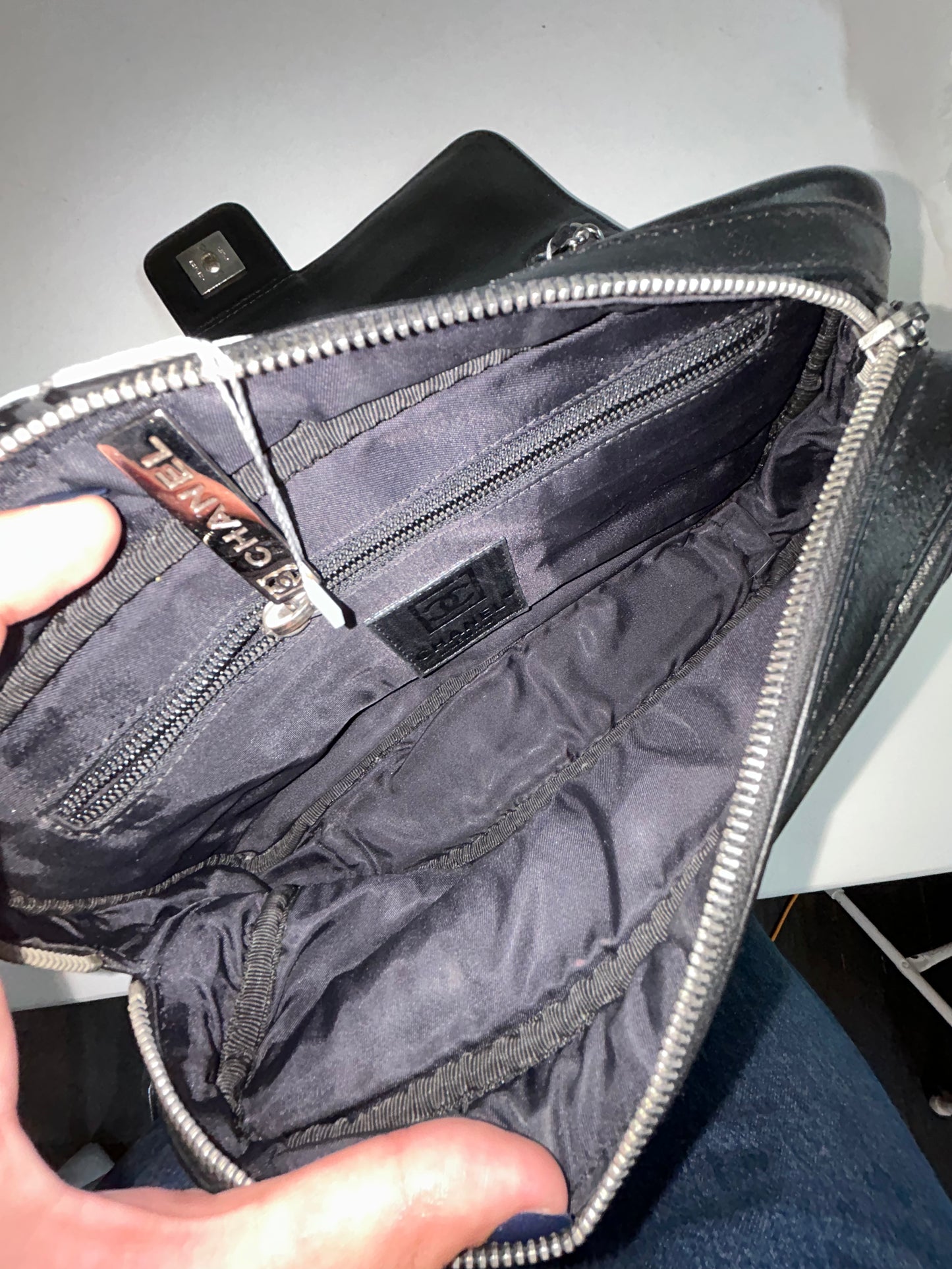 Chanel Black Suede & Leather Chocolate Bar Sports Ligne Flap
