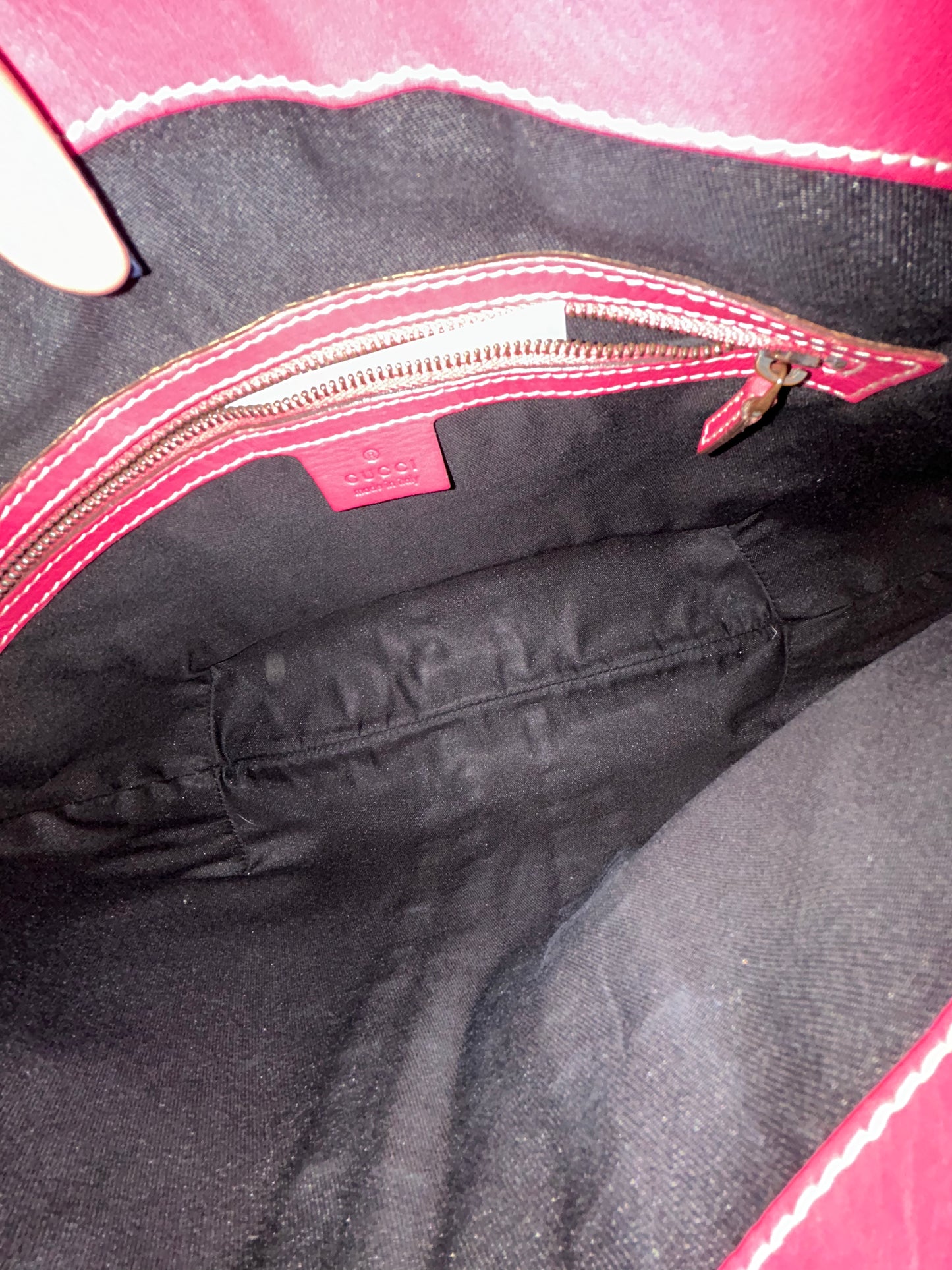 Gucci Pink Leather Bardot Monogram Detail Shoulder Bag