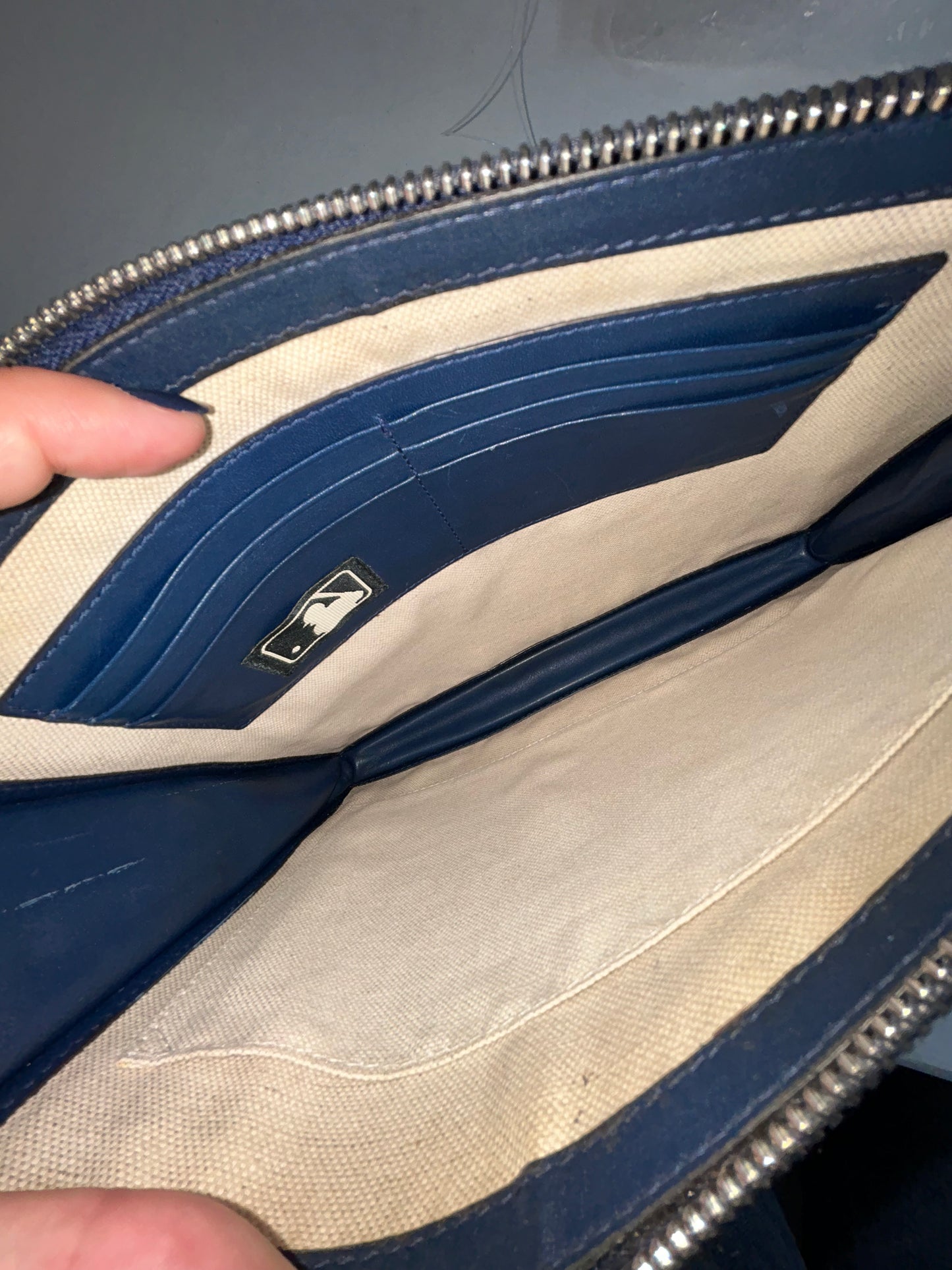 Gucci x MLB Navy & White Monogram Leather Clutch
