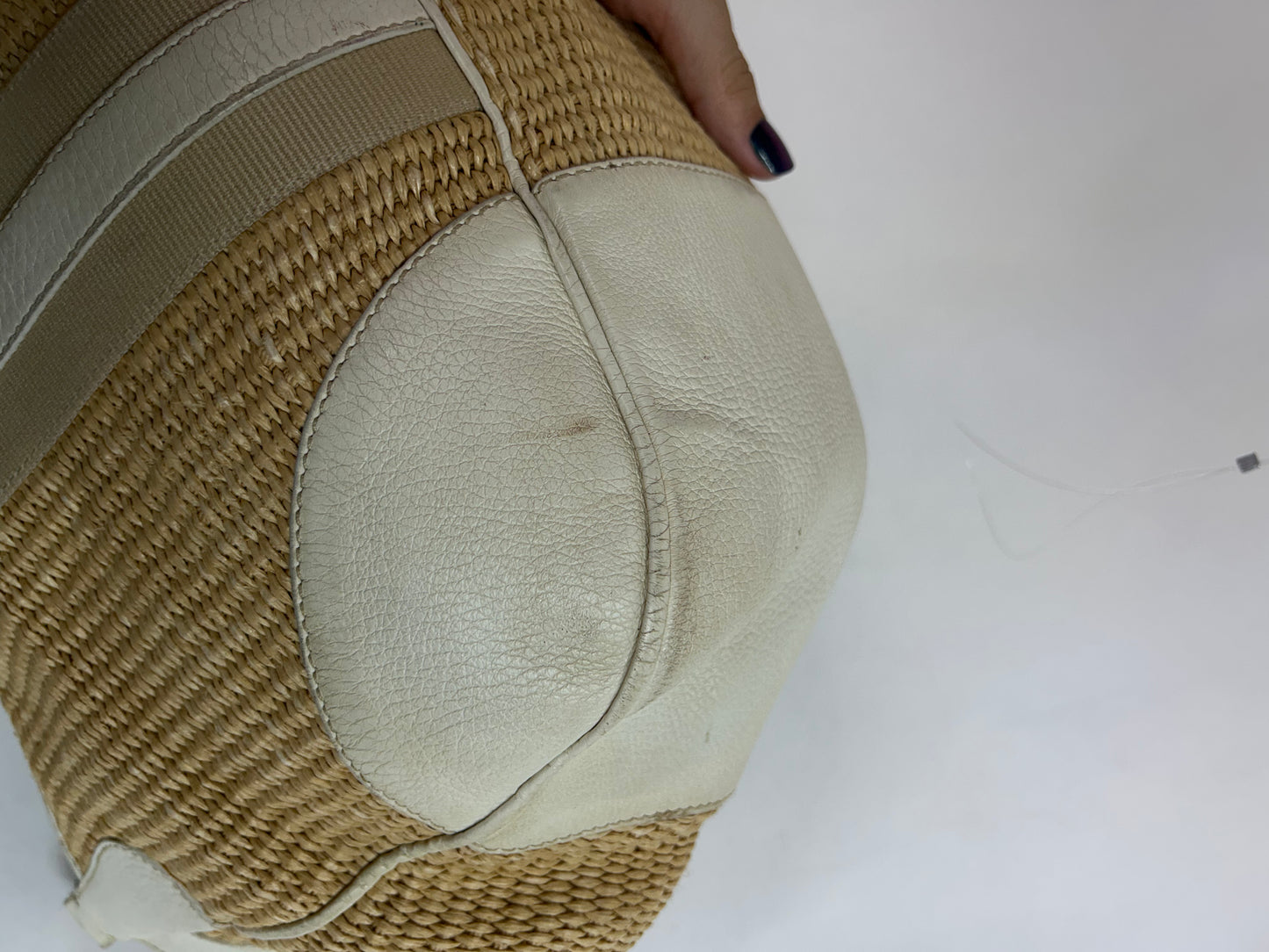 Prada Cream & Raffia Shoulder Bag