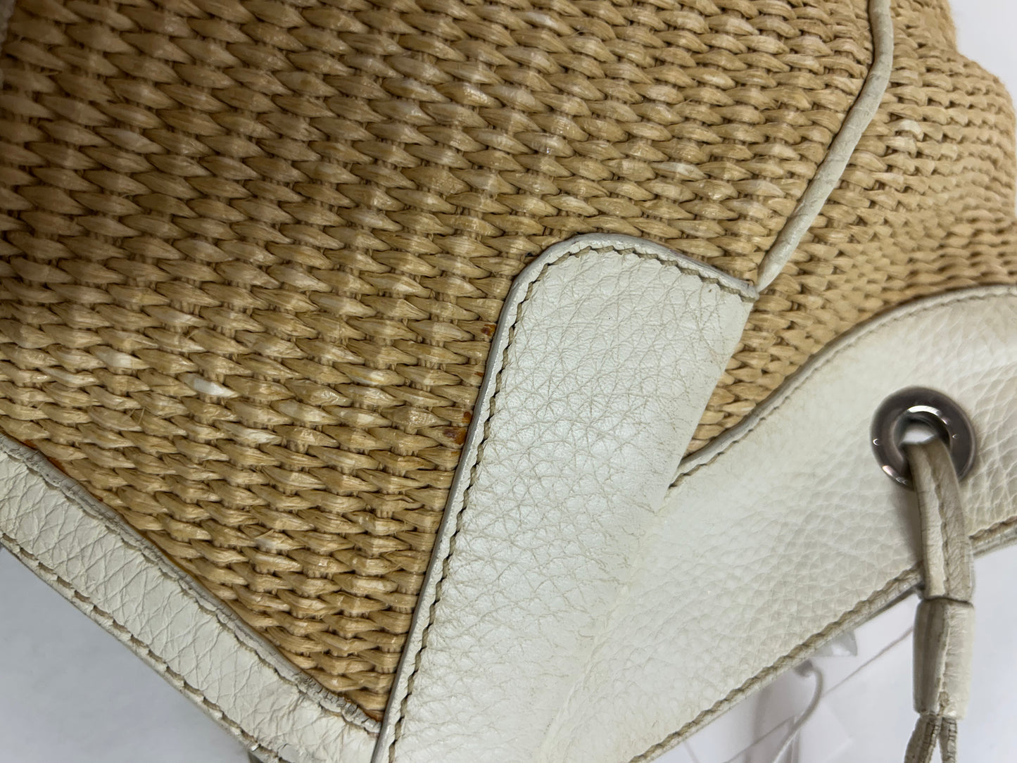 Prada Cream & Raffia Shoulder Bag
