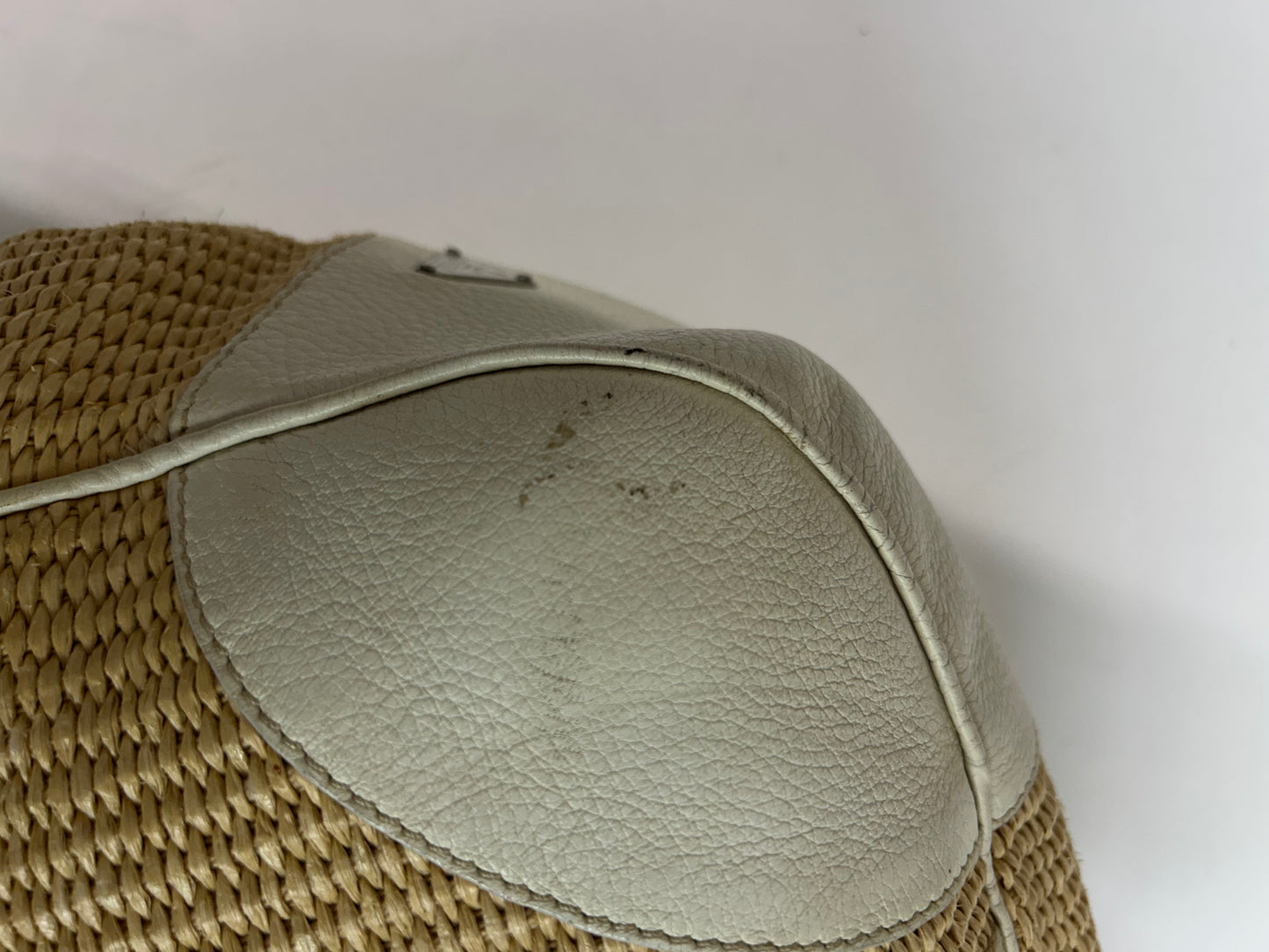 Prada Cream & Raffia Shoulder Bag