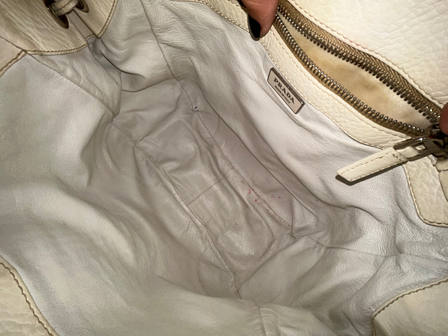 Prada Cream & Raffia Shoulder Bag