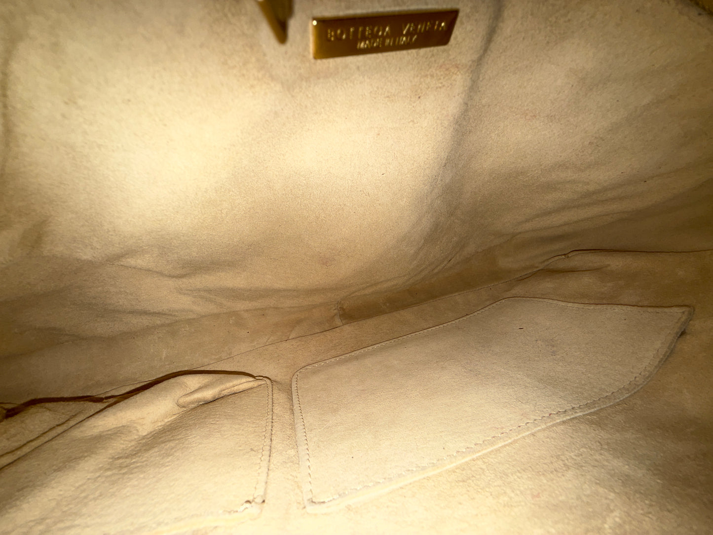 Bottega Veneta Beige & Brown Lizard Embossed Shoulder Bag