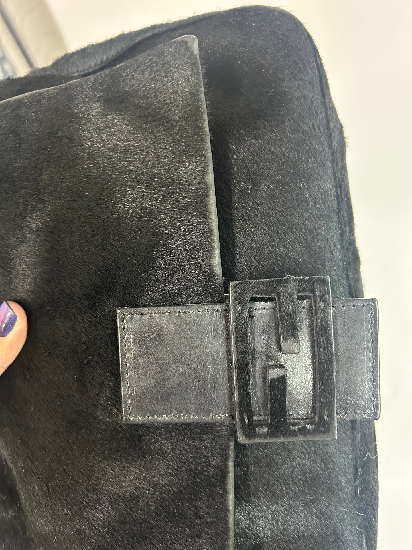 Fendi Black Ponyhair Mamma Baguette