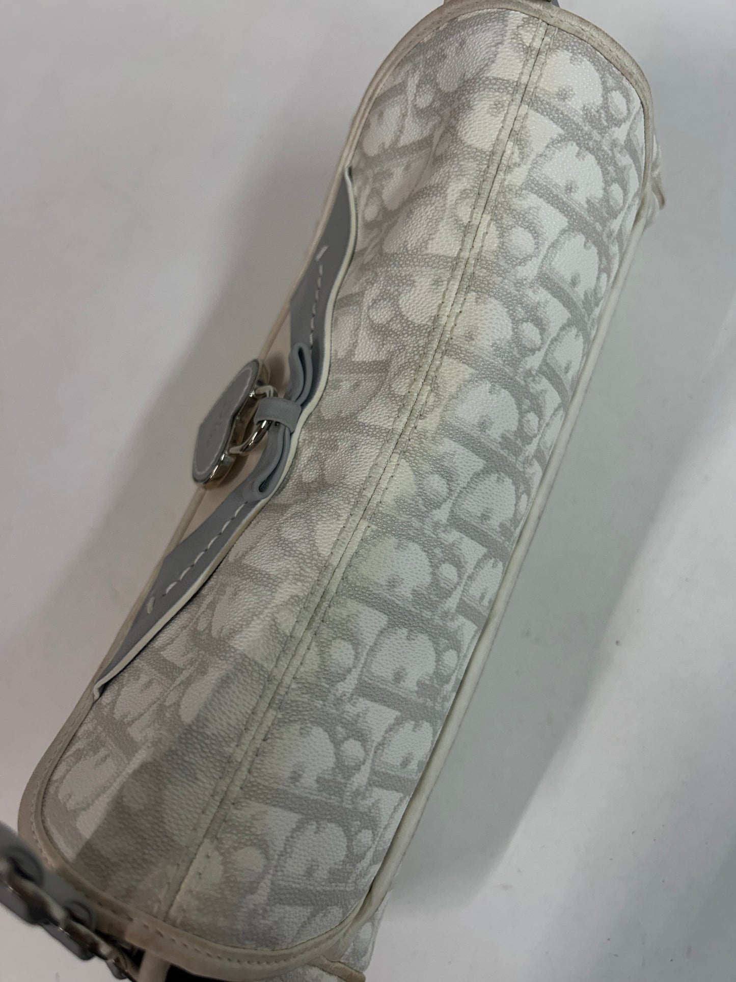 Christian Dior White & Gray PVC Leather Shoulder Bag