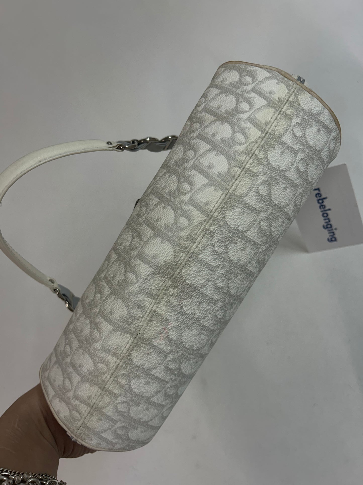 Christian Dior White & Gray PVC Leather Shoulder Bag