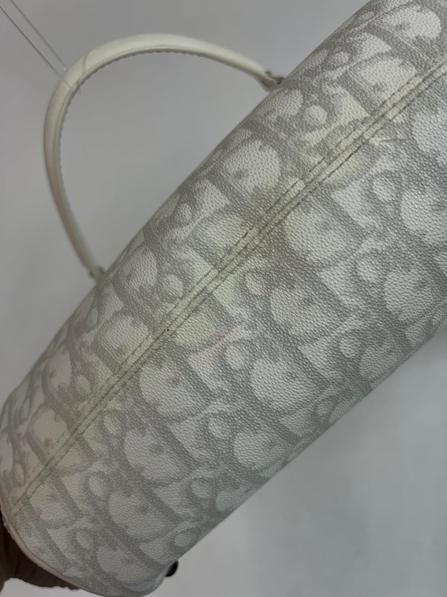 Christian Dior White & Gray PVC Leather Shoulder Bag
