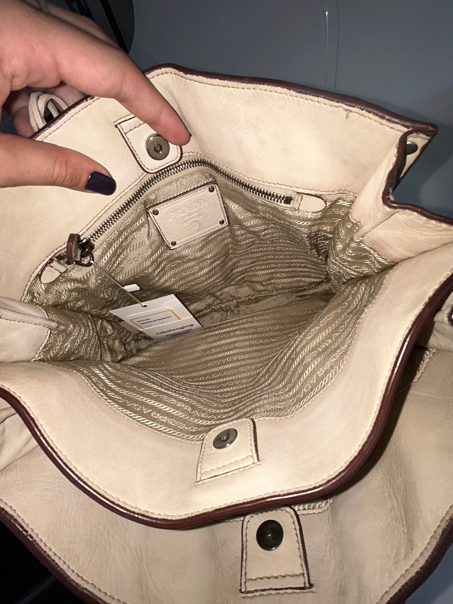 Prada Beige Fringe Shopper Tote Bag