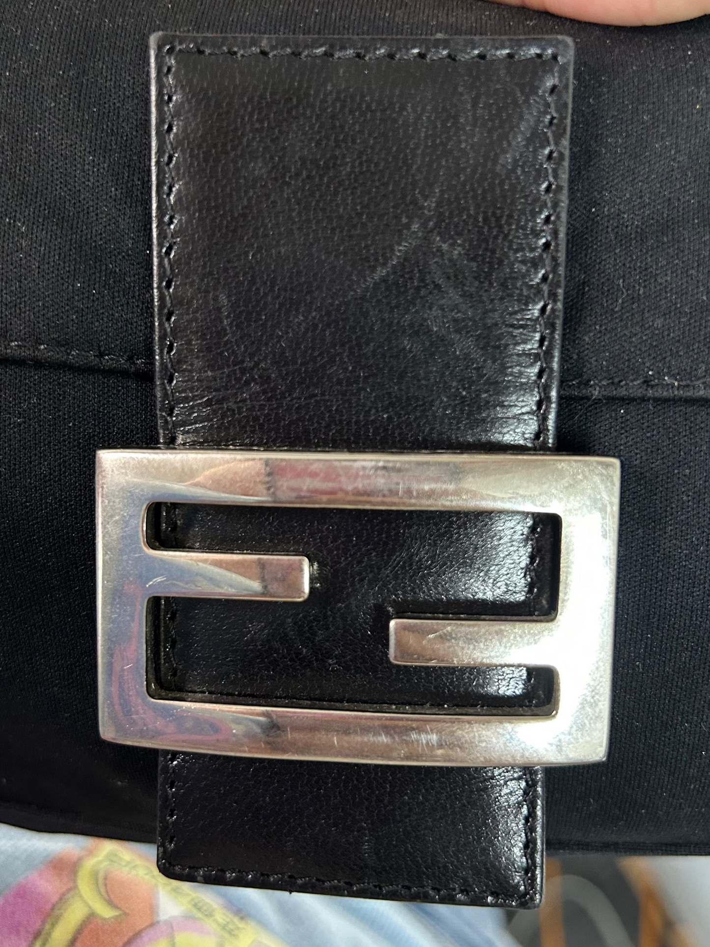 Fendi Black Neoprene Classic Baguette Shoulder Bag