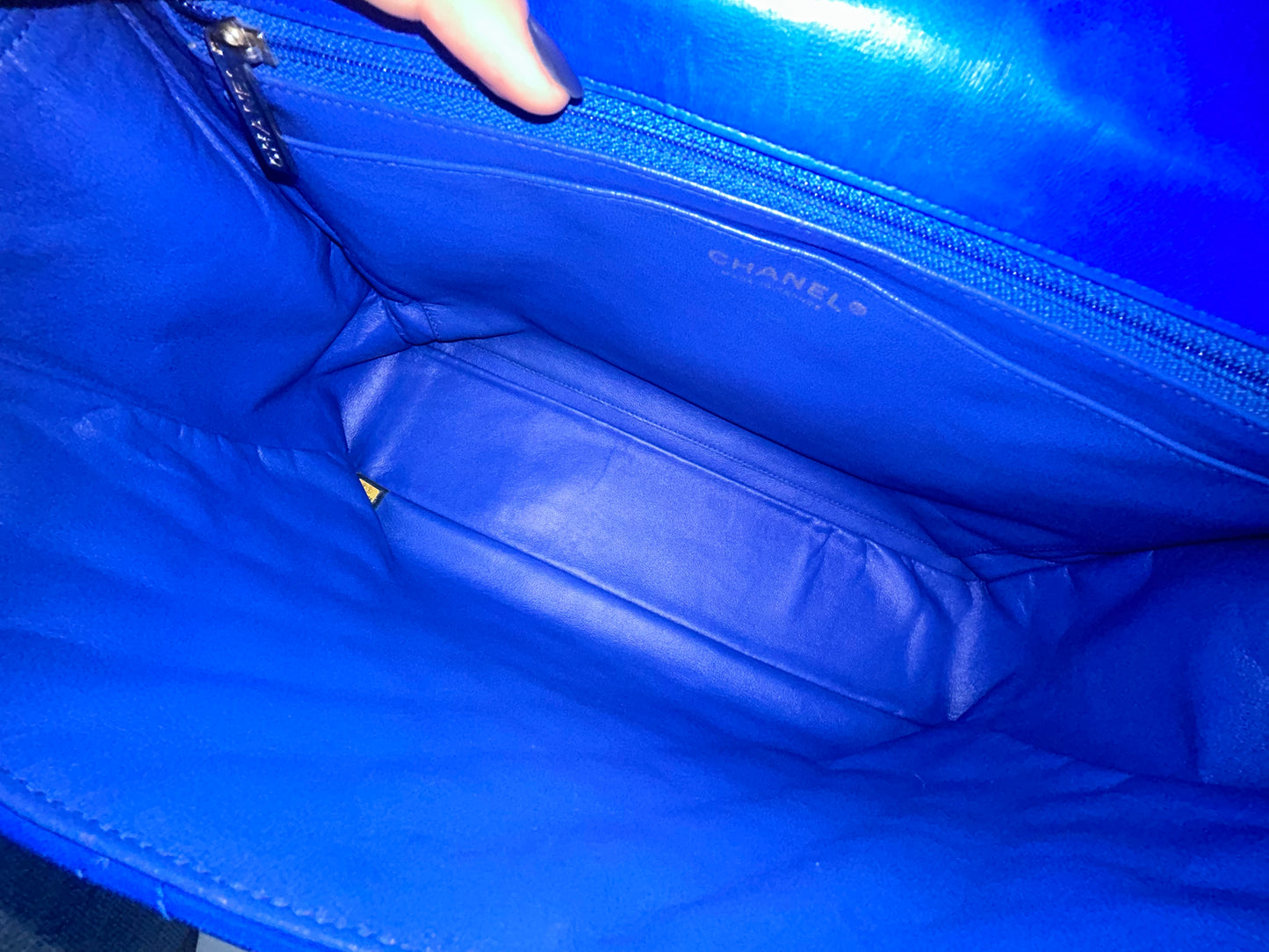 Chanel Blue Lambskin Leather Quilted Jumbo Flap SHW