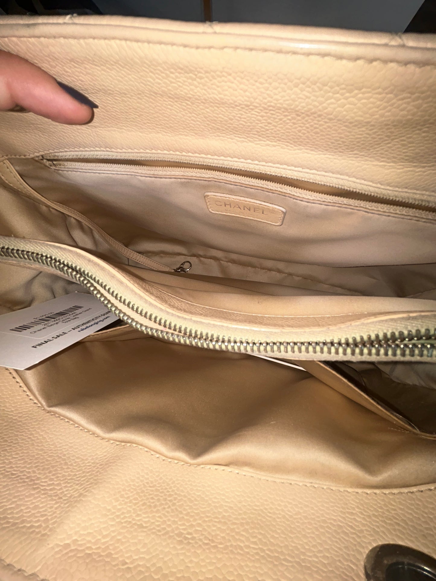 Chanel Beige Caviar Leather Grand Tote Bag