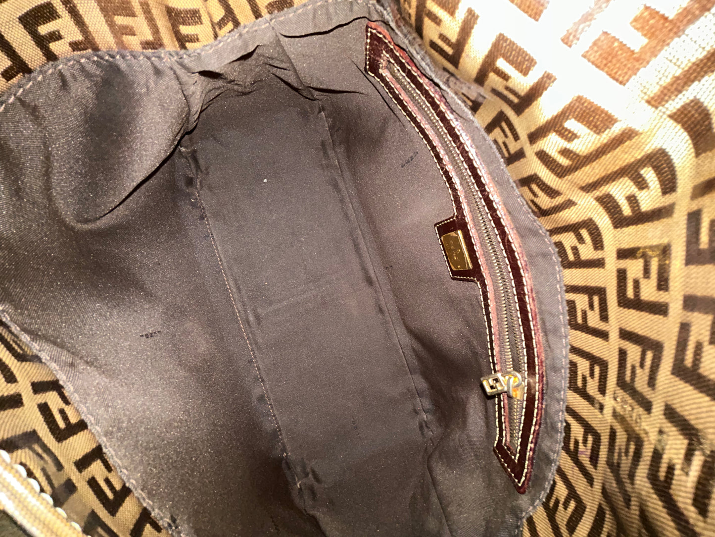 Fendi Zucchino Monogram Vinyl Brown Mama Baguette Shoulder Bag
