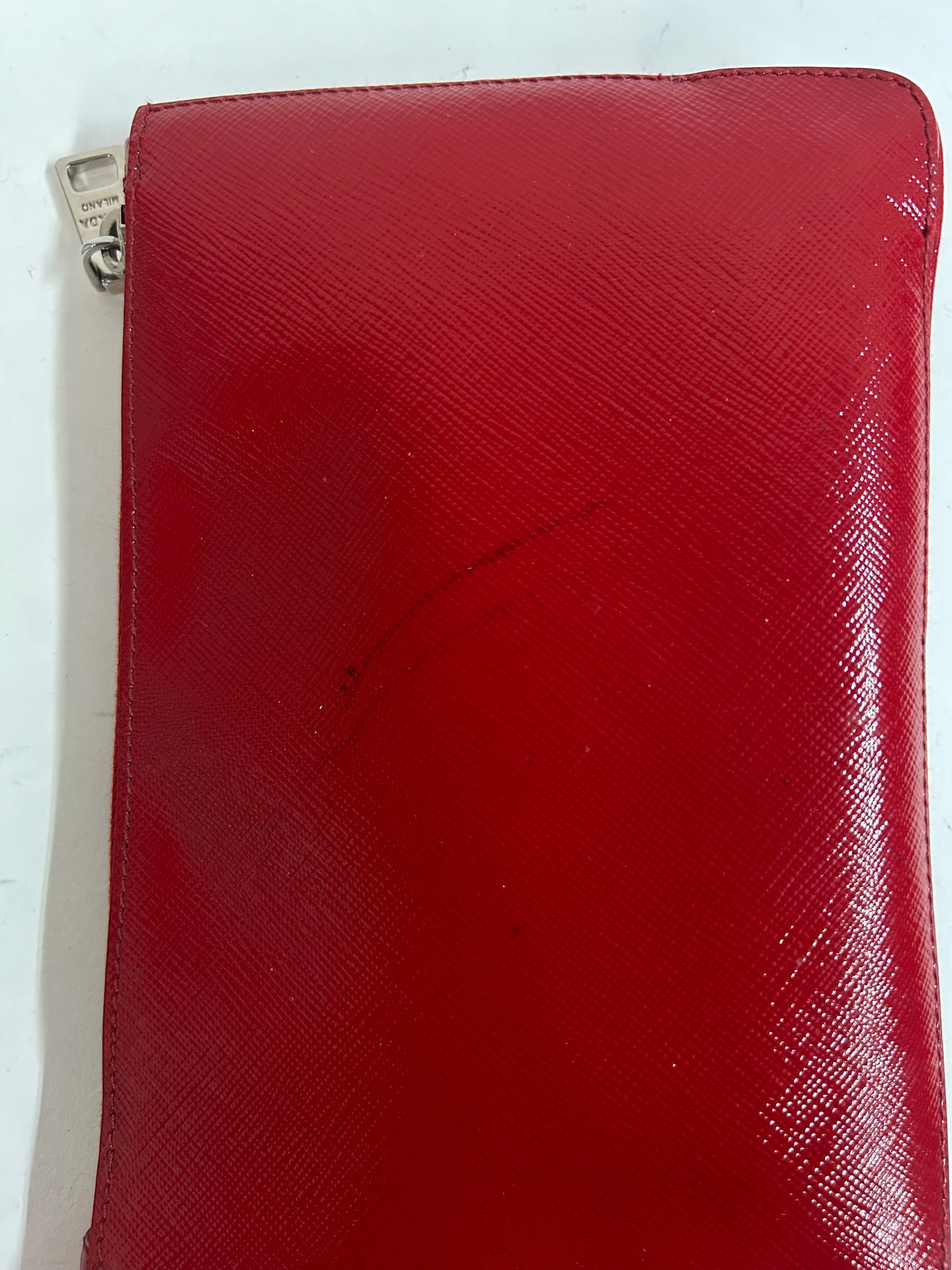 Prada Red Leather Flower Wristlet