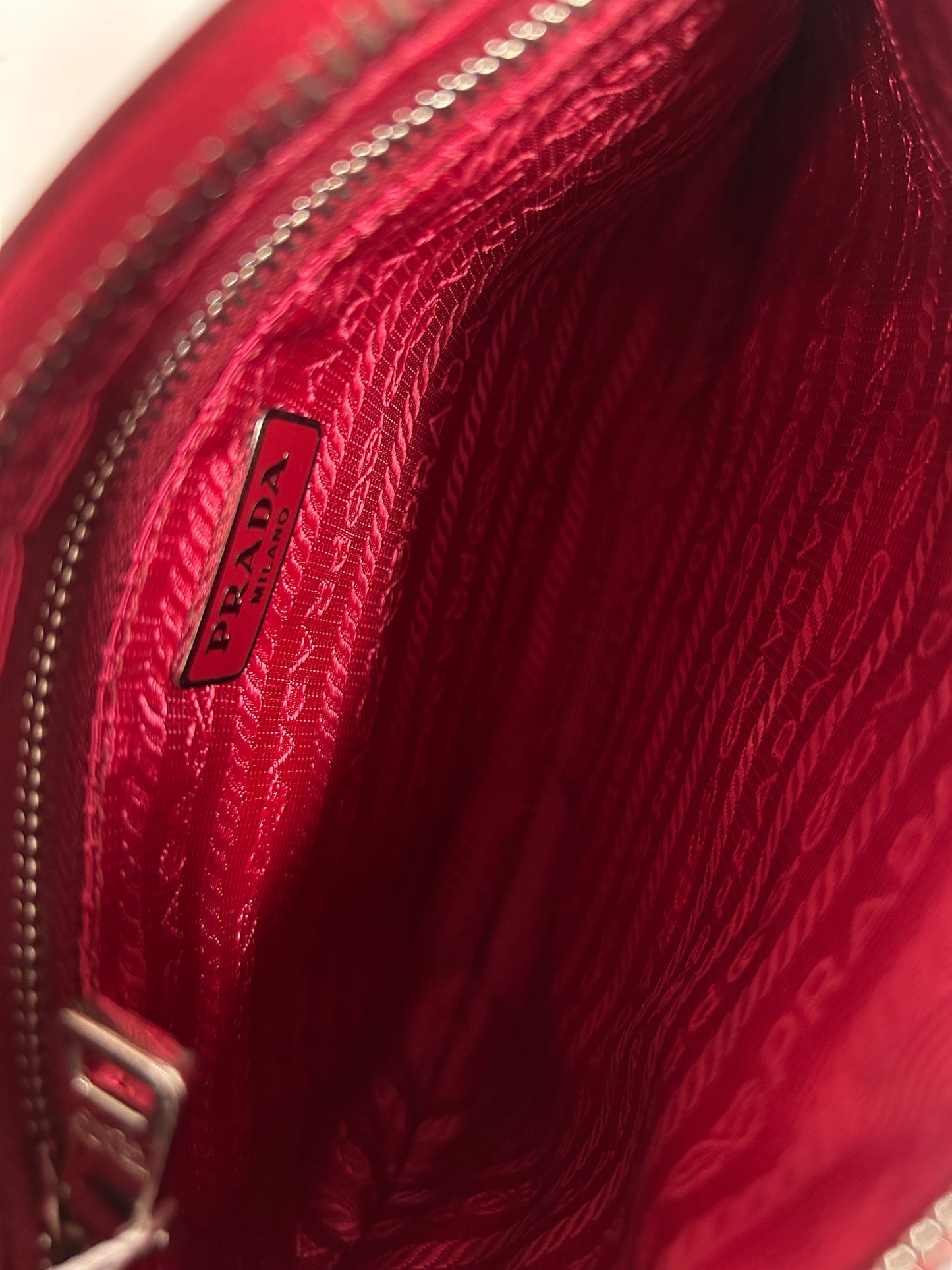 Prada Red Leather Flower Wristlet