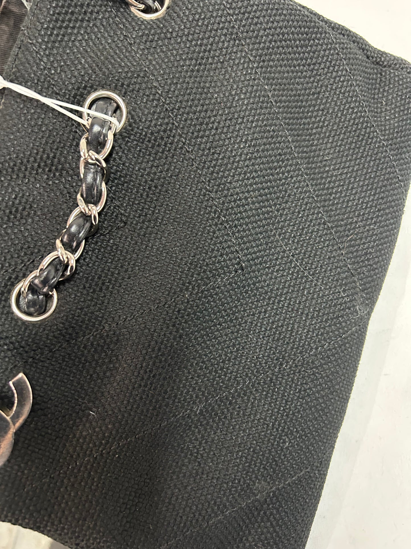 Chanel 2006 Black Knitted Chevron Tote Bag
