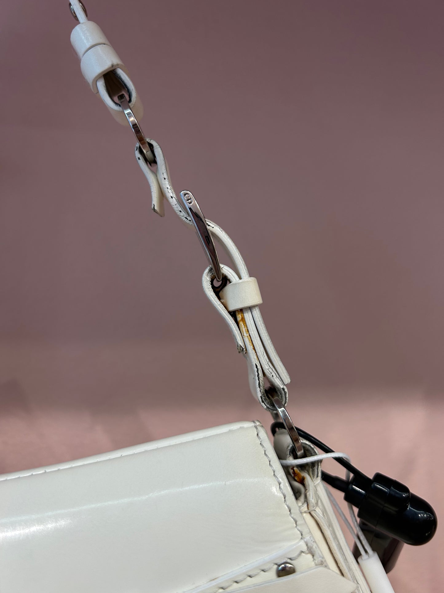Christian Dior White Patent Leather Bondage Shoulder Bag