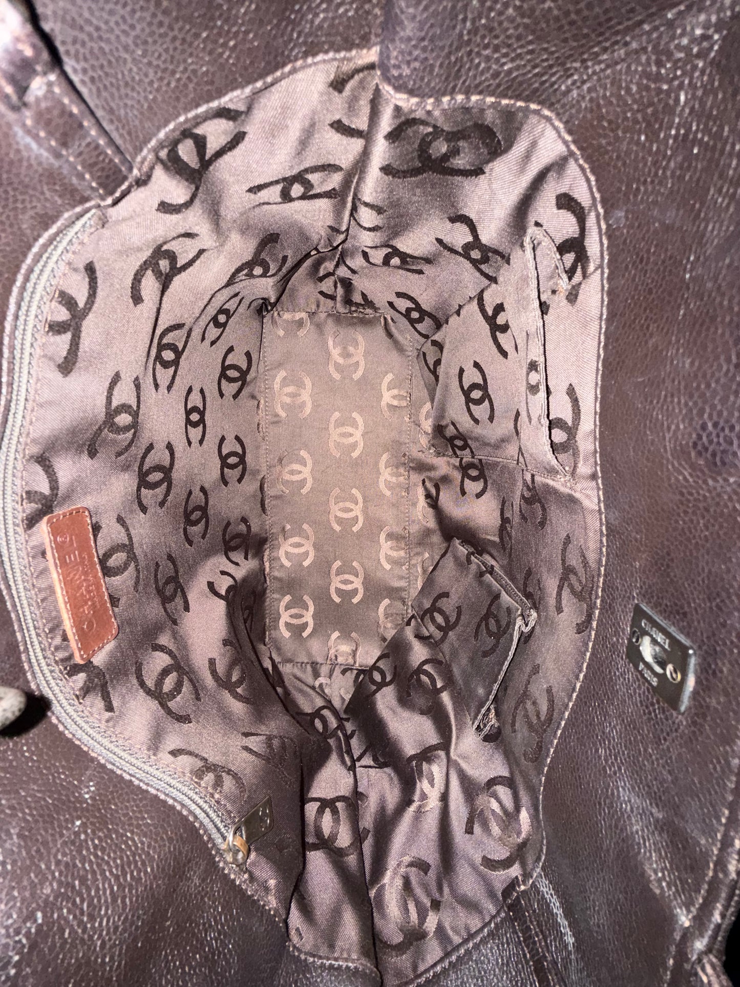 Chanel Brown Caviar Leather Tote Bag