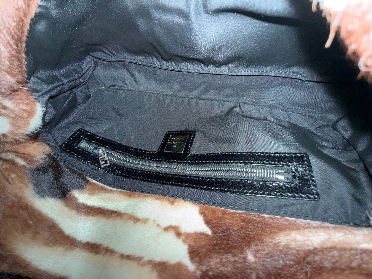 Fendi Brown Multicolored Ponyhair Baguette Shoulder Bag