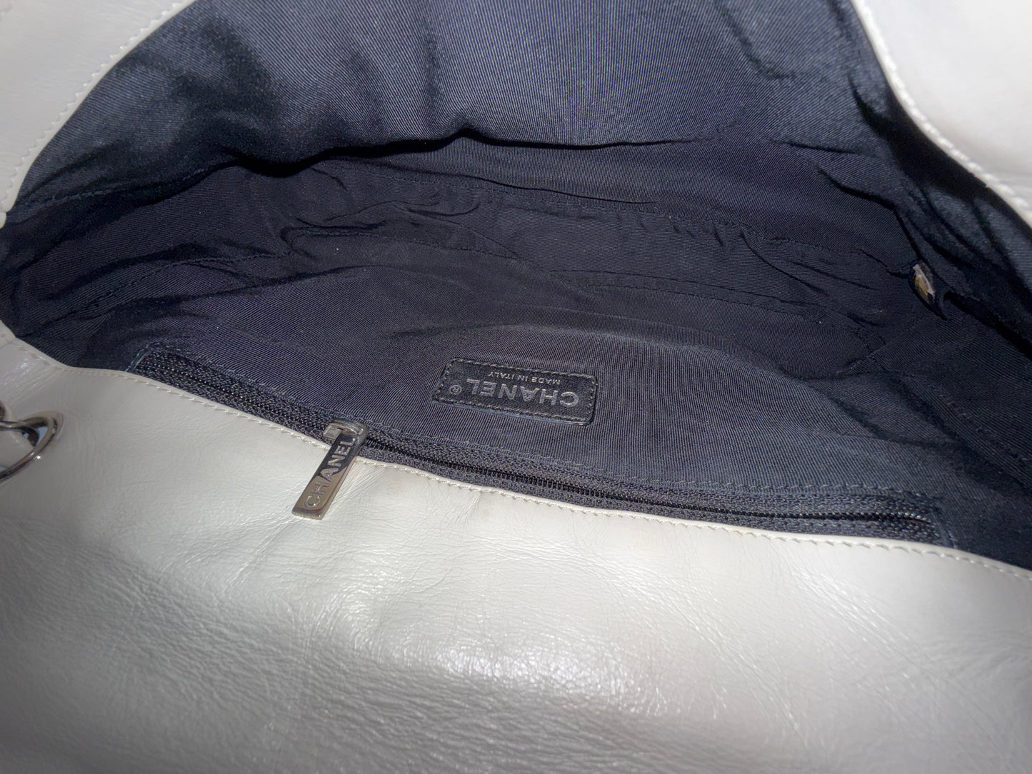 Chanel Cream Leather Quilted Me Chain Flap Bag