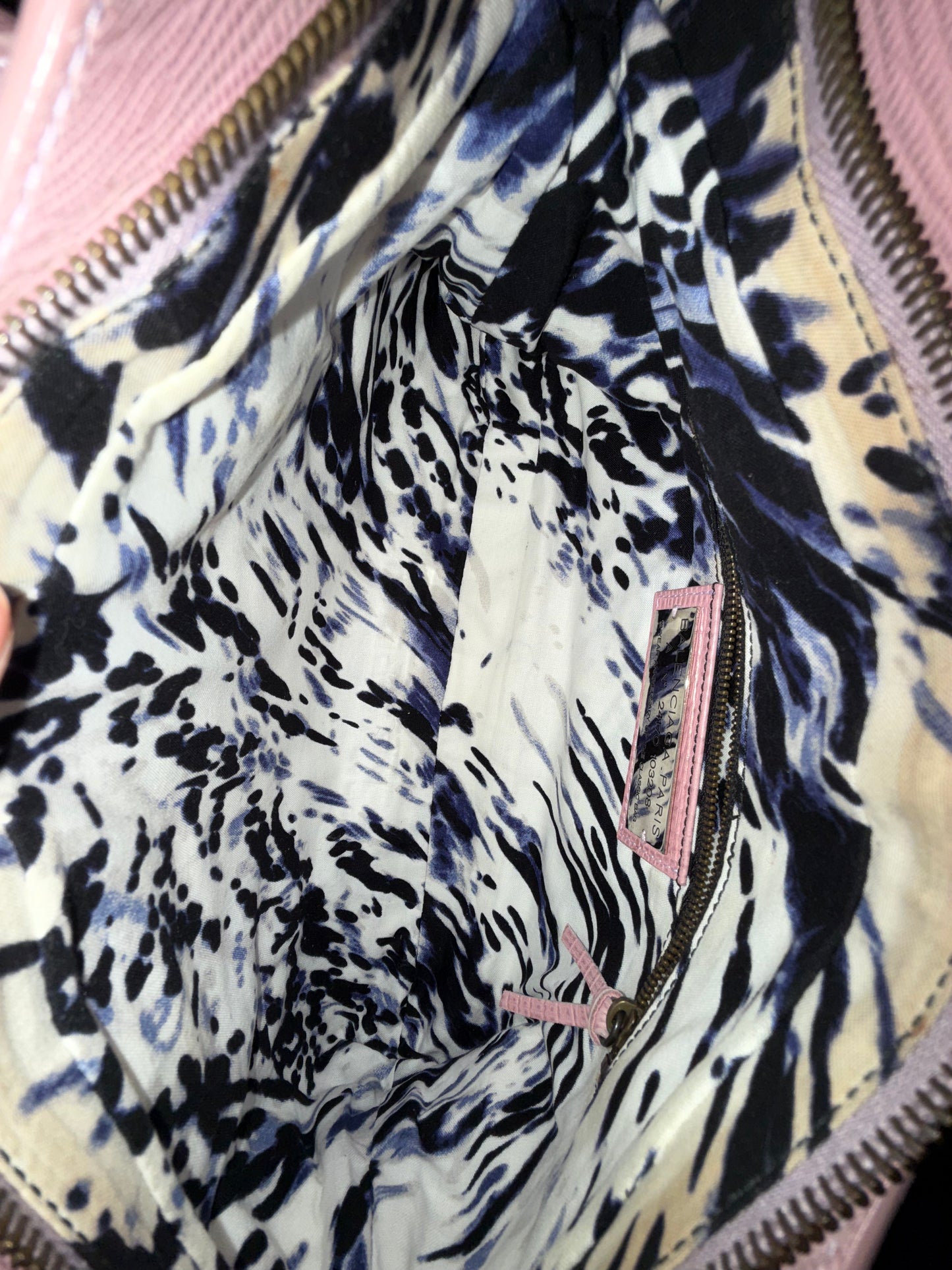RARE Balenciaga Pink Leather Lizard Embossed First City Bag