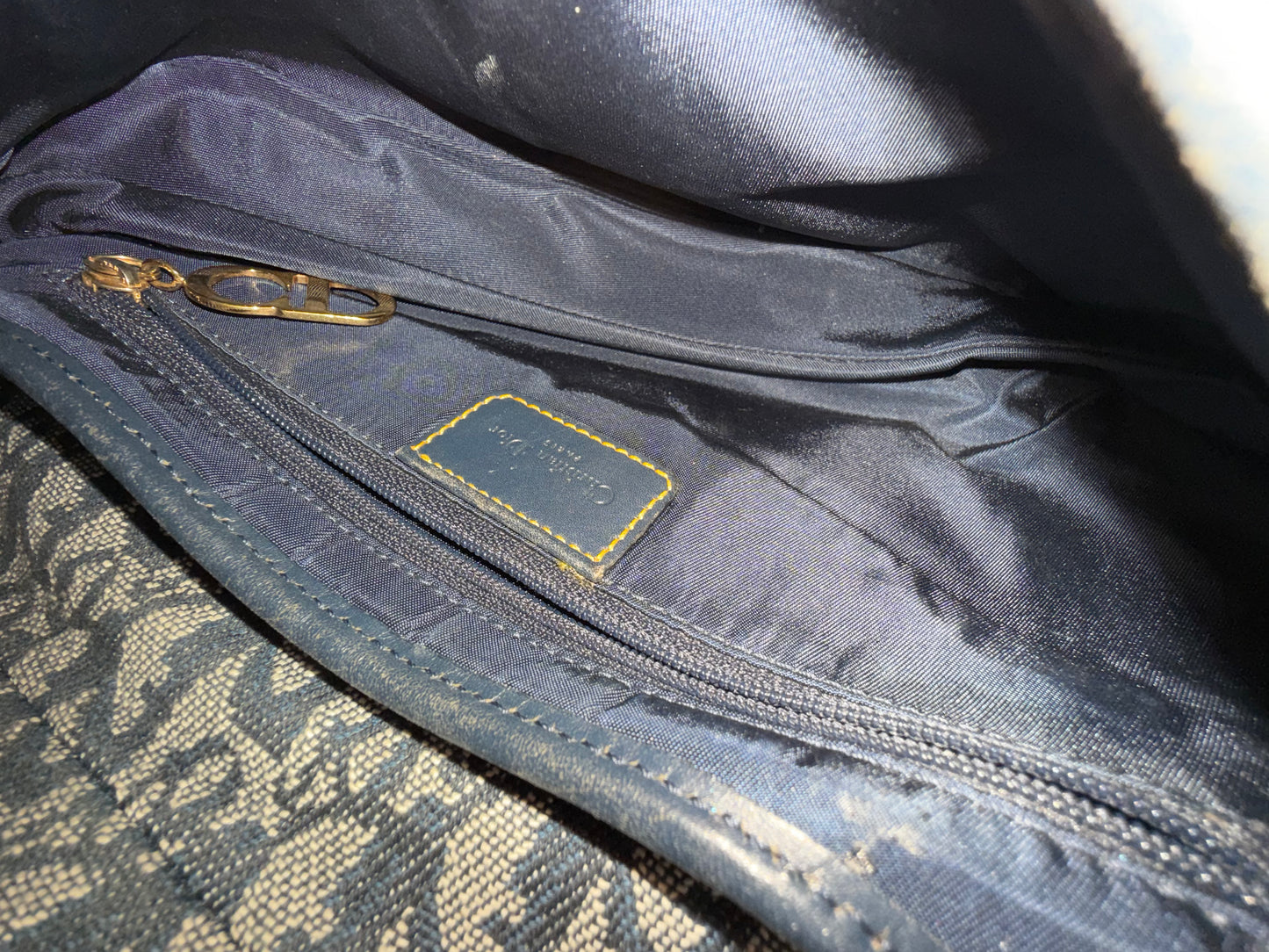 Christian Dior Navy Trotter Monogram Classic Saddle Bag GHW