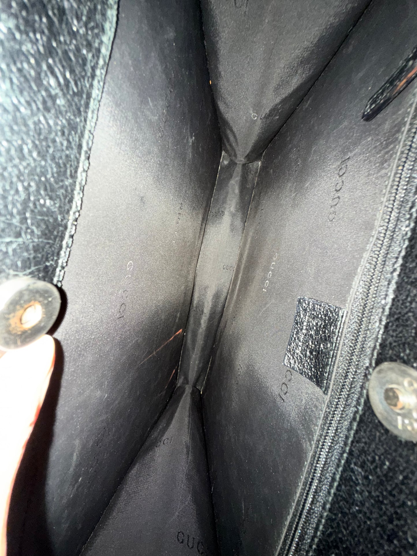 Gucci Black Pebbled Leather Tote Shoulder Bag