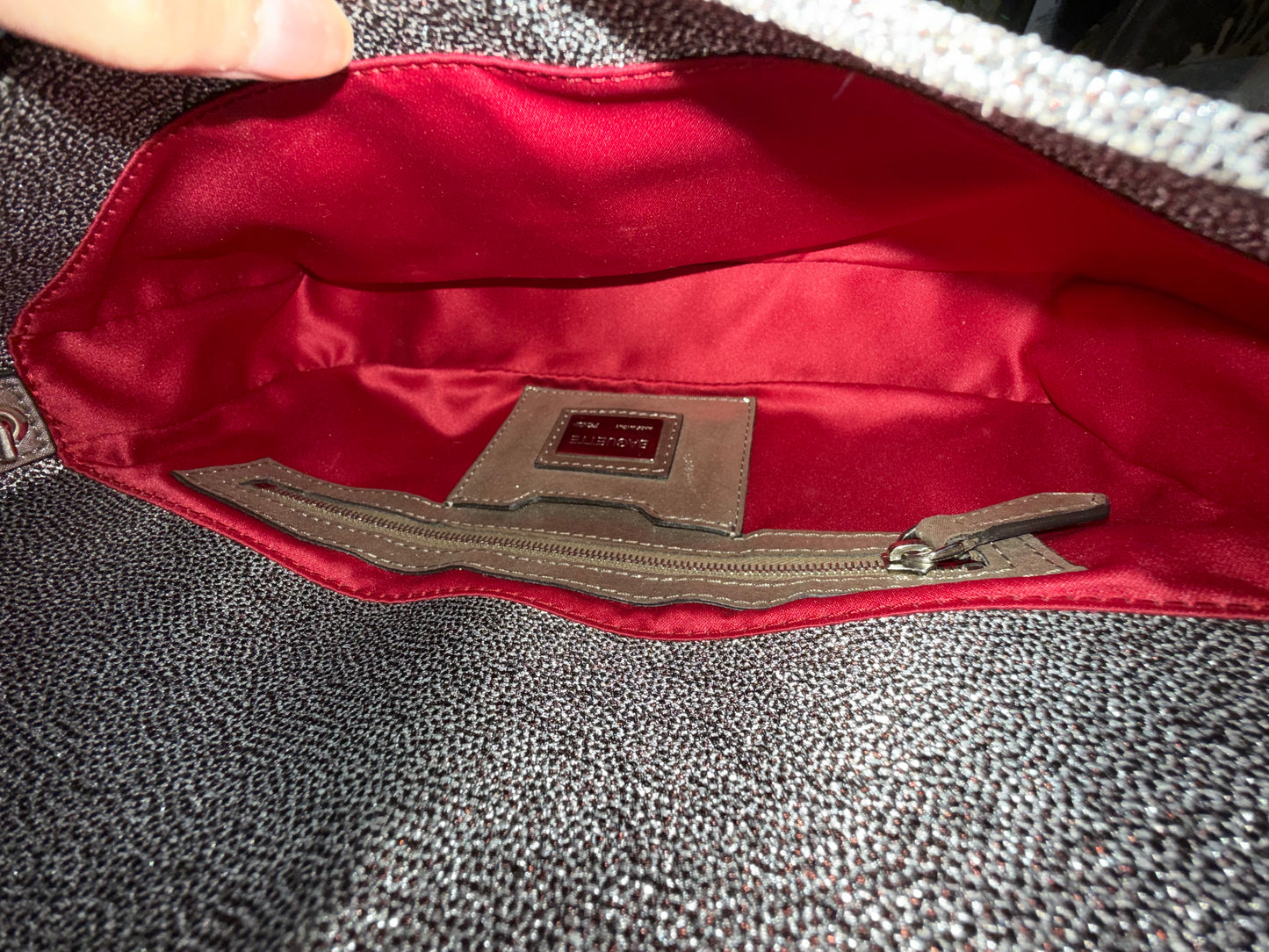 Fendi Metallic Textured Baguette w/ Rhinestone Hardware
