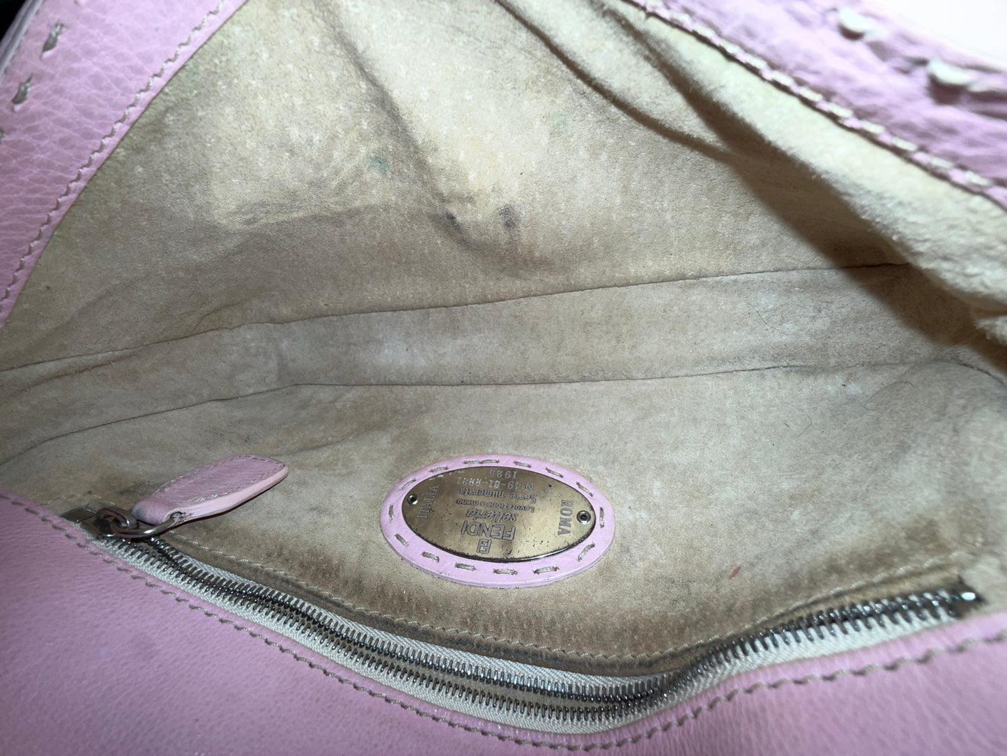 Fendi Pink Leather Selleria Baguette Bag