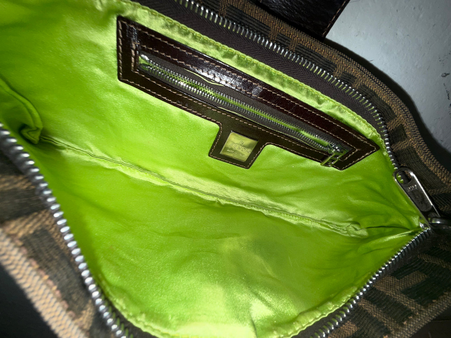 Fendi Brown Multicolored Zucca Embroidered Flower Crossbody Bag