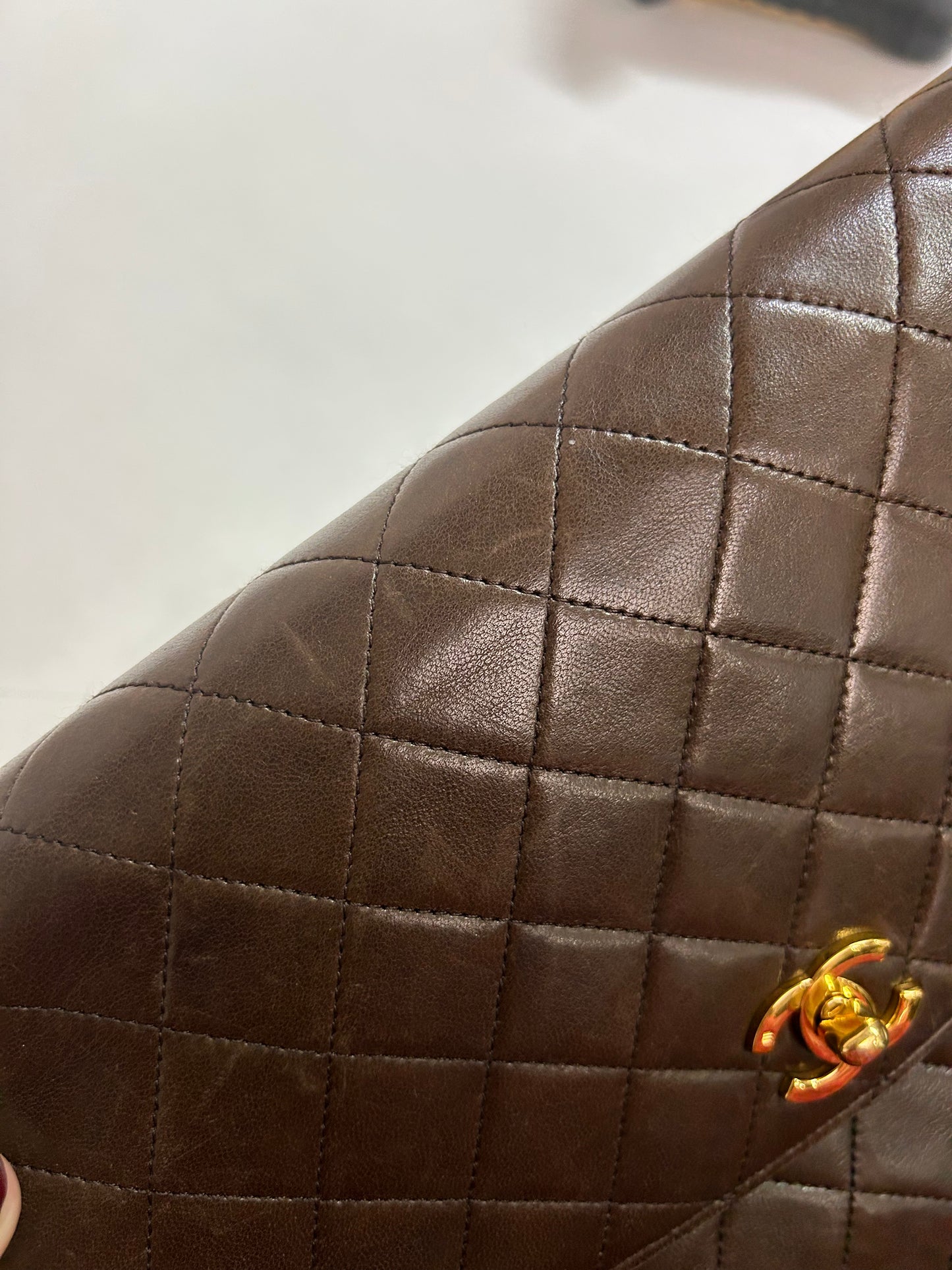 Chanel Brown Lambskin Vintage 24K GPHW Shoulder Bag
