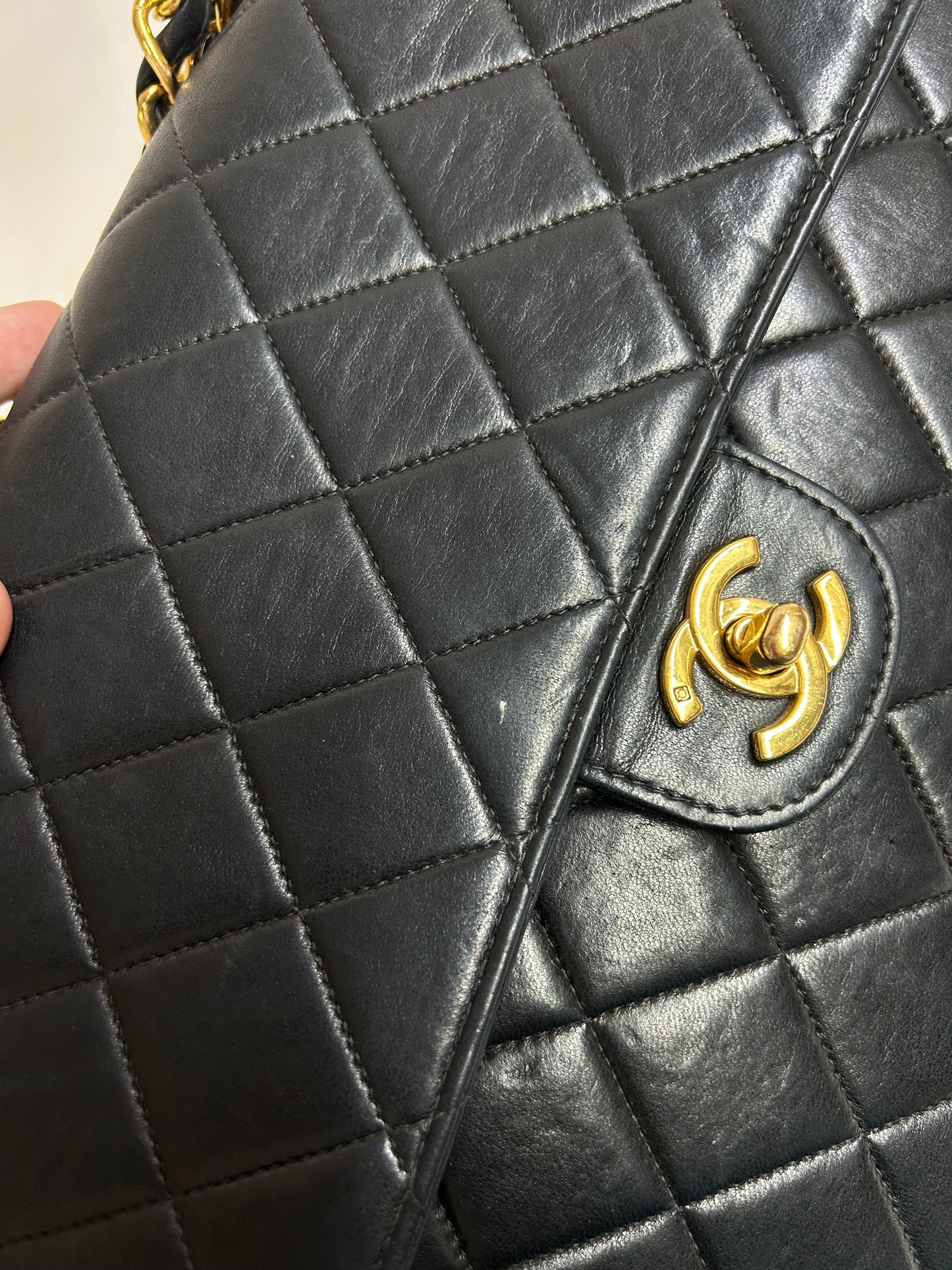 Chanel 1997 Black 24K GPHW Jumbo Flap