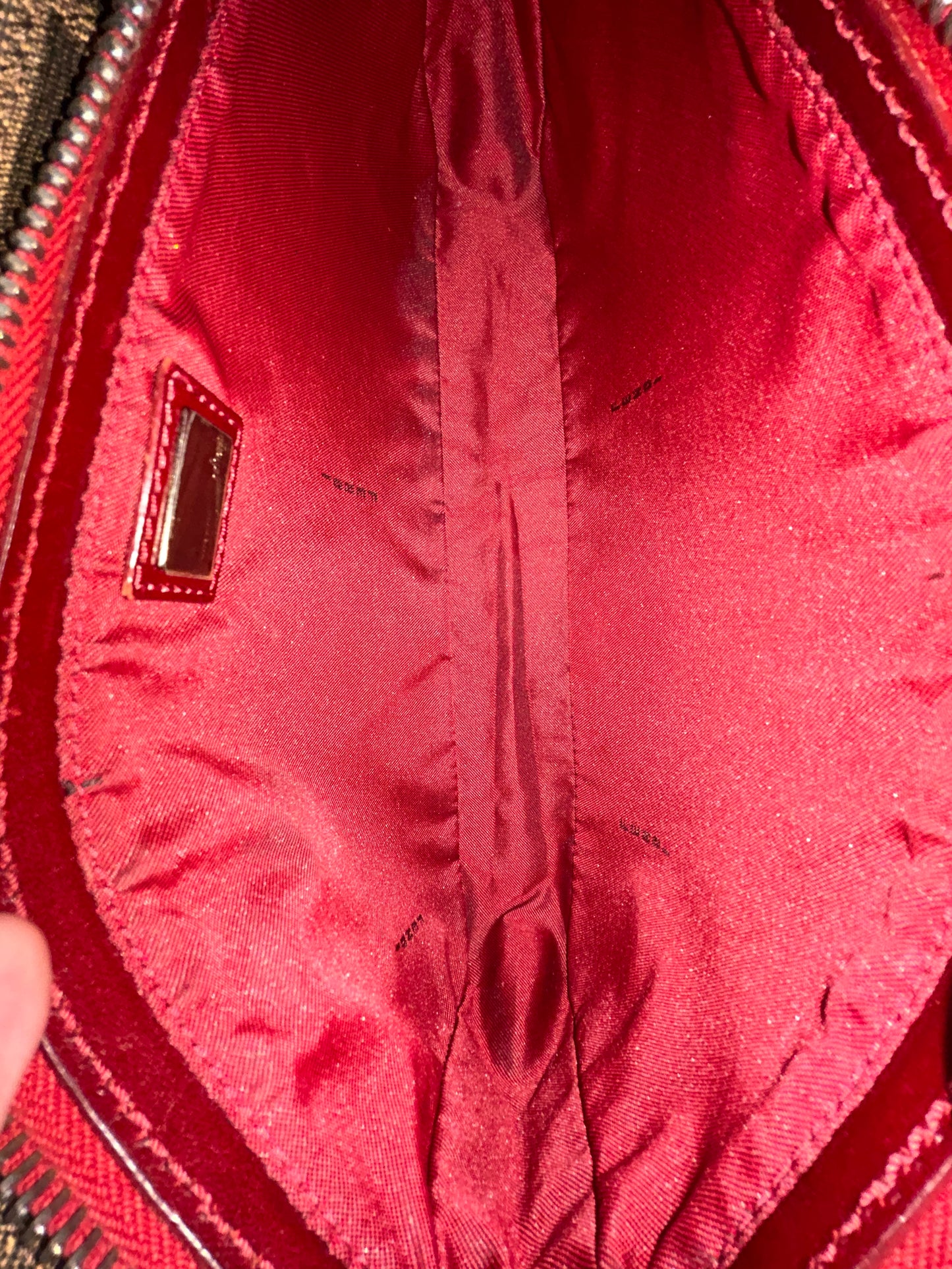 Fendi Brown & Red Canvas & Leather Pochette Accessory