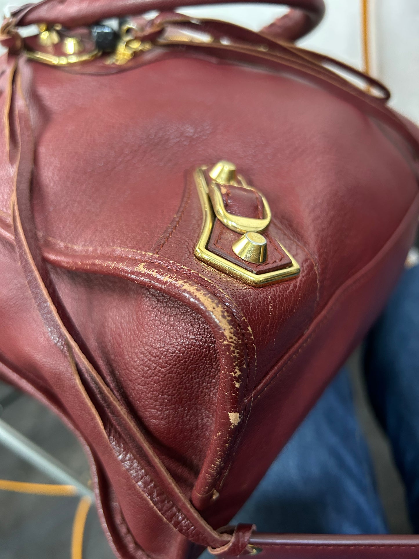 Balenciaga Burgundy Leather City Bag GHW