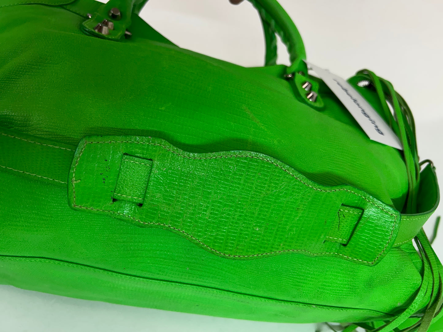 RARE Balenciaga Green Lizard Embossed Leather City Bag SHW
