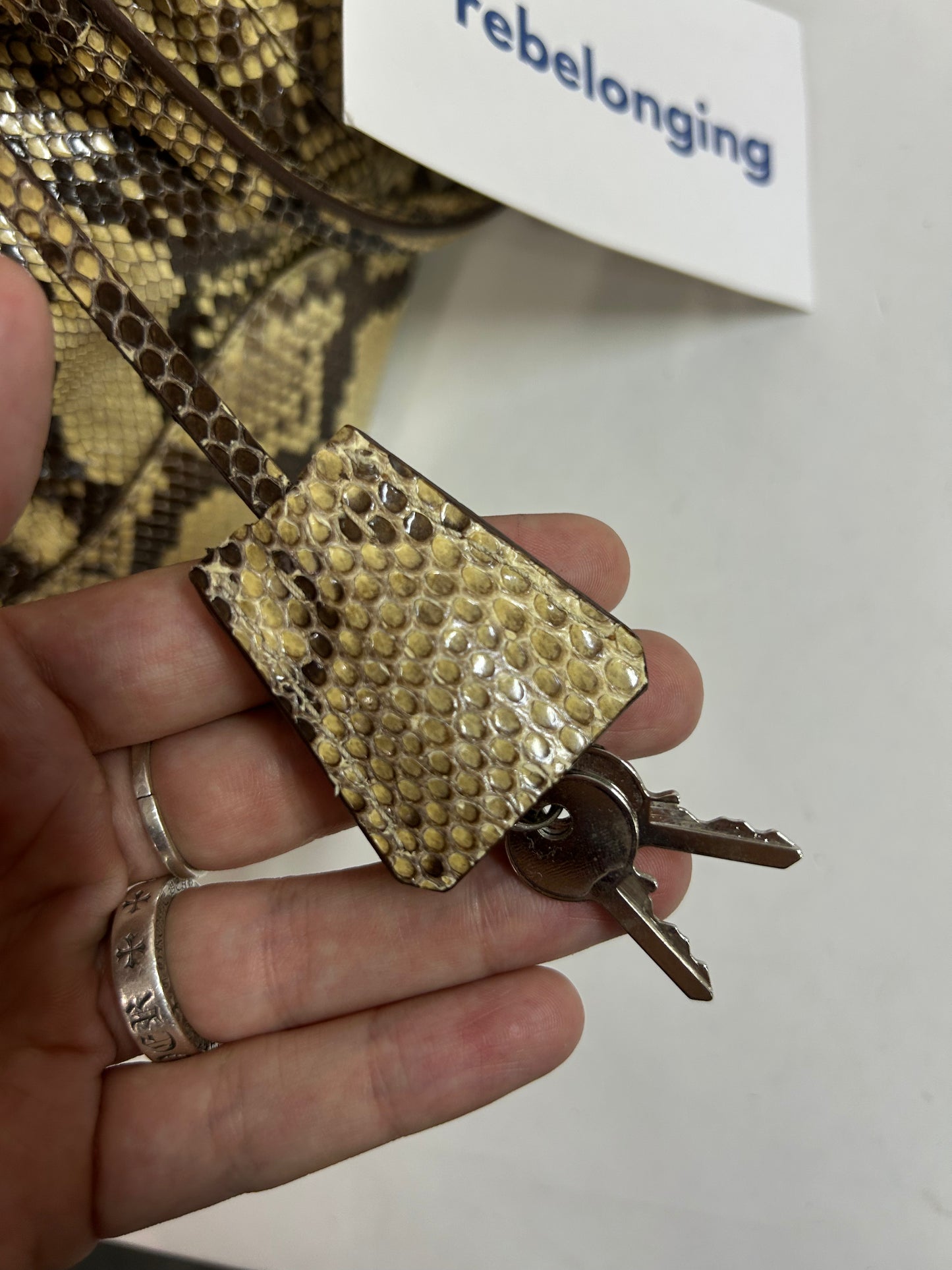 Prada Brown Python Bowler Top Handle Bag