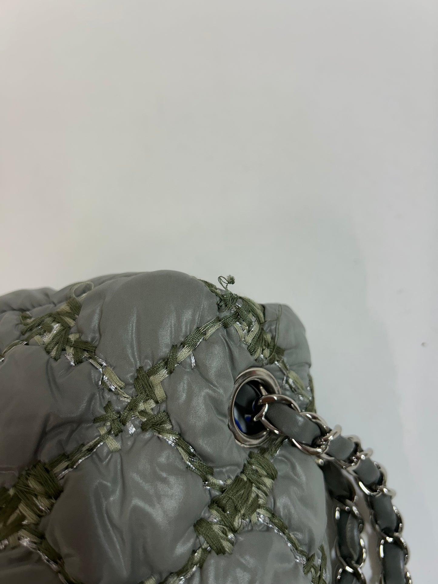 Chanel Gray Nylon Quilted Flap Bag